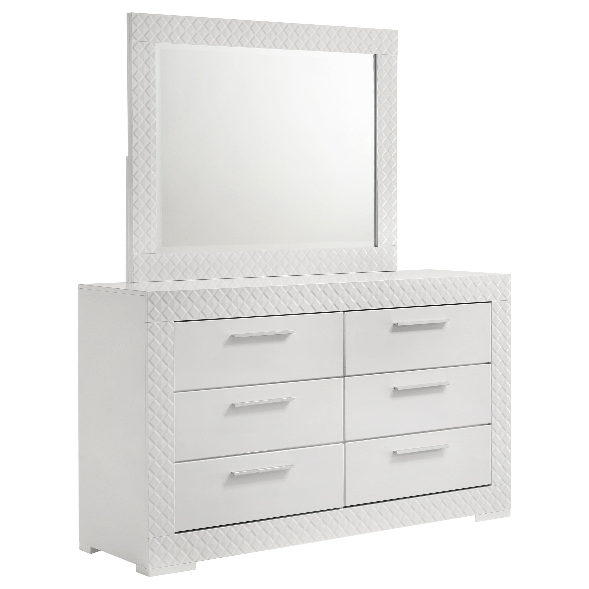 Ives 6-drawer Dresser and Mirror White High Gloss — view 1
