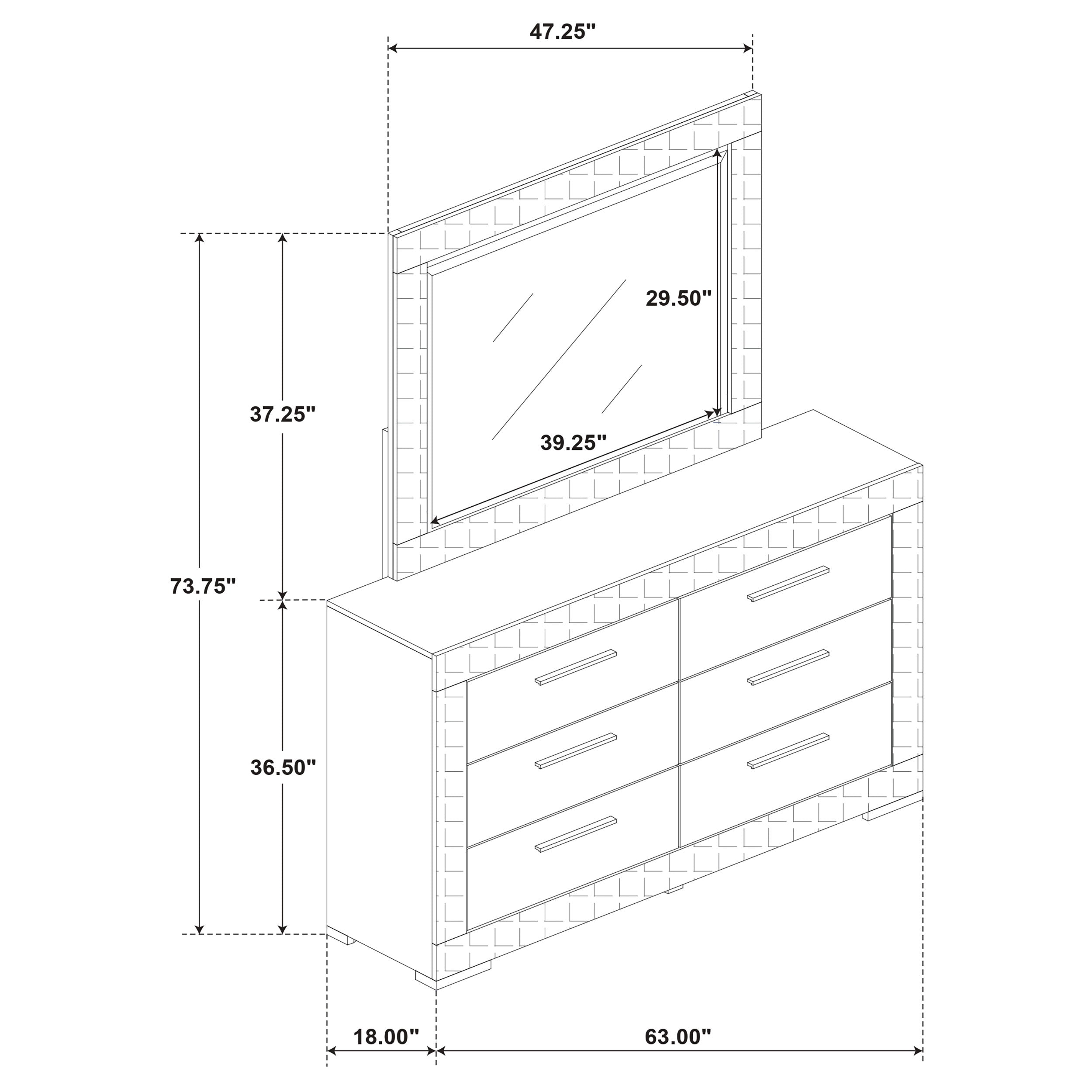 Ives 6-drawer Dresser and Mirror White High Gloss — view 13