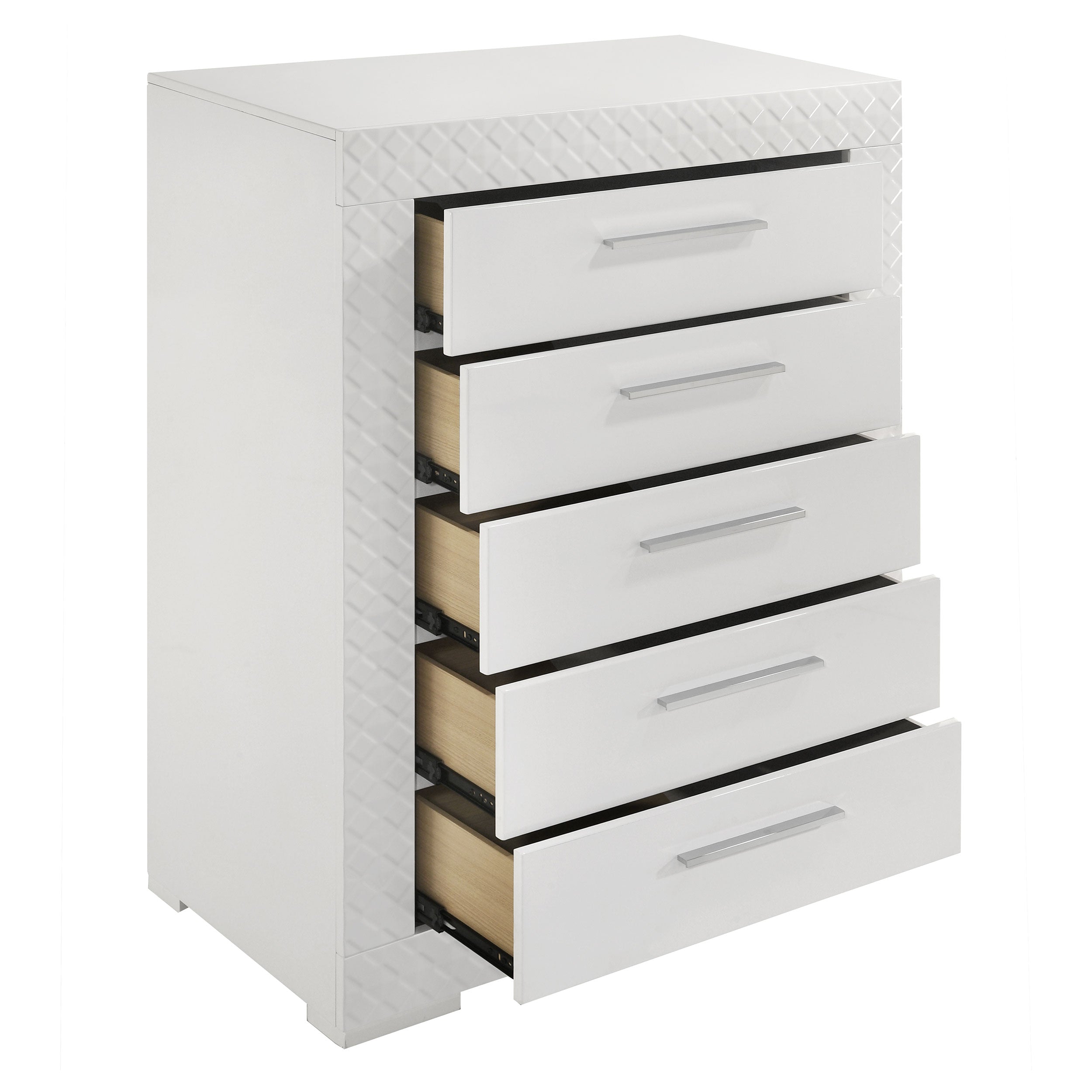Ives 5-drawer Bedroom Chest of Drawers White High Gloss — view 10