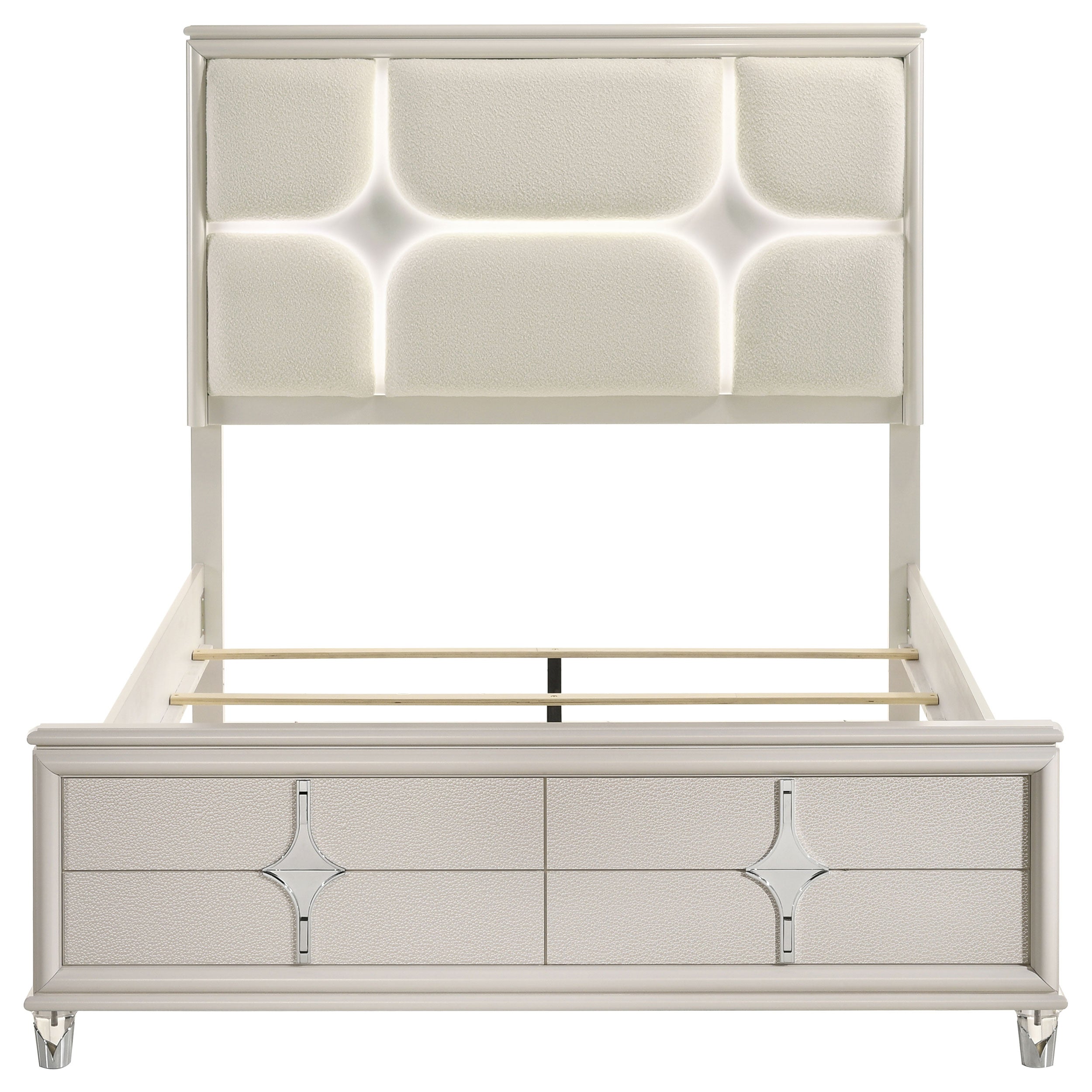 Olivia Queen Panel Bed LED Headboard Pearl White — view 4