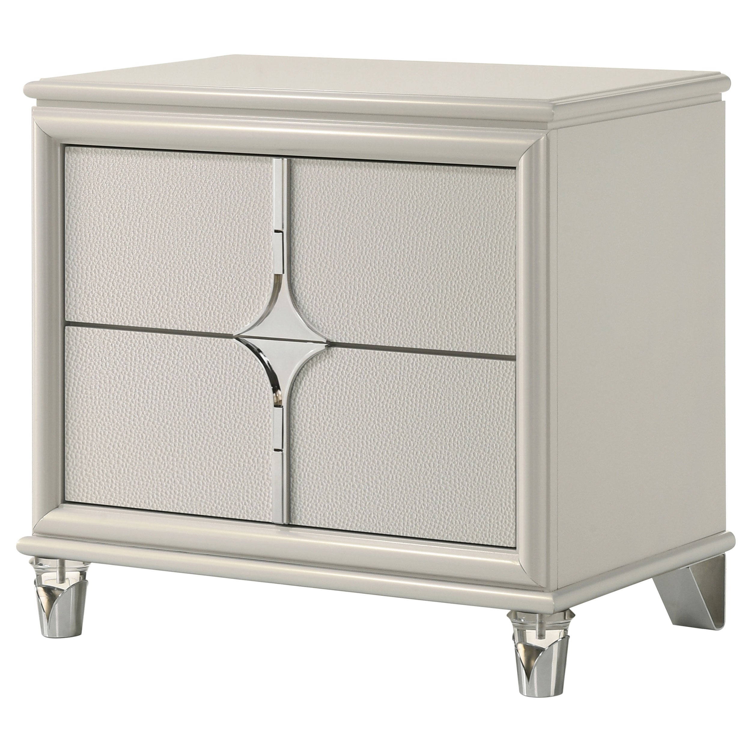 Olivia 2-drawer Nightstand Bedside Table Pearl White — view 4