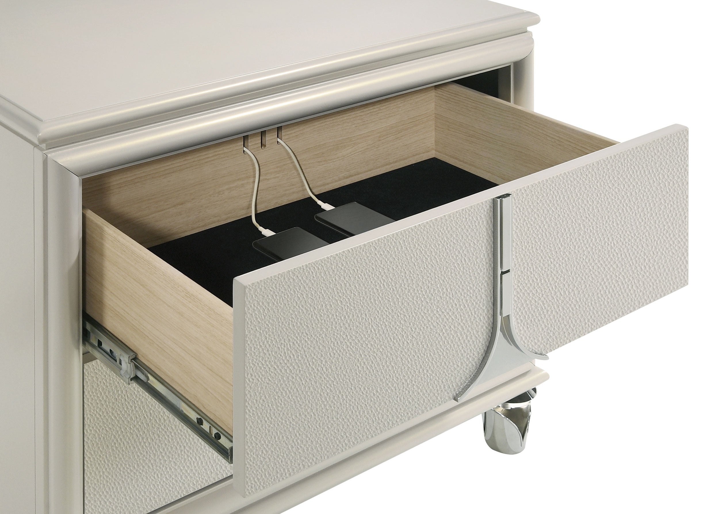Olivia 2-drawer Nightstand Bedside Table Pearl White — view 11