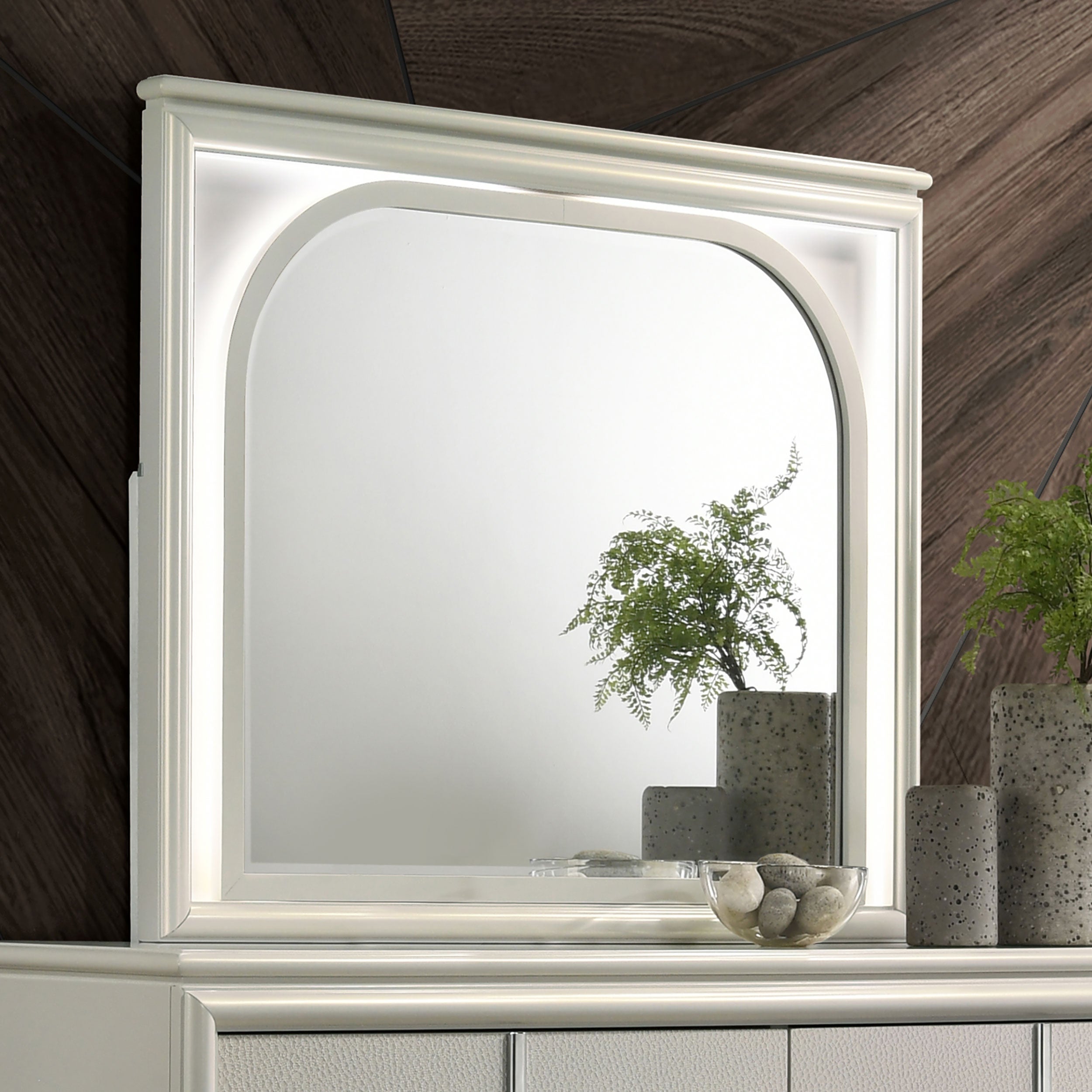 Olivia LED Dresser Mirror Pearl White — view 2