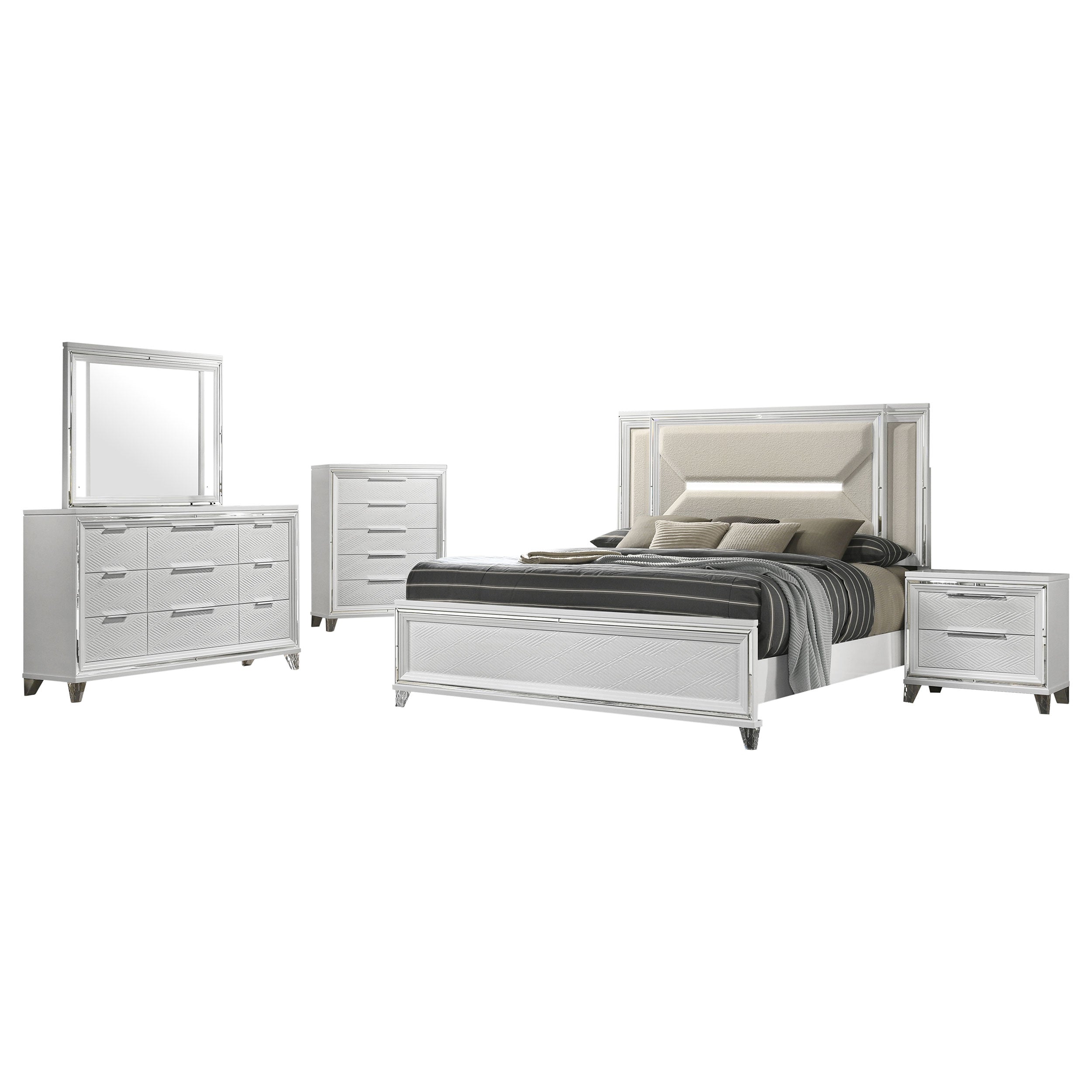 Marmore 5-piece Eastern King Bedroom Set White — view 2