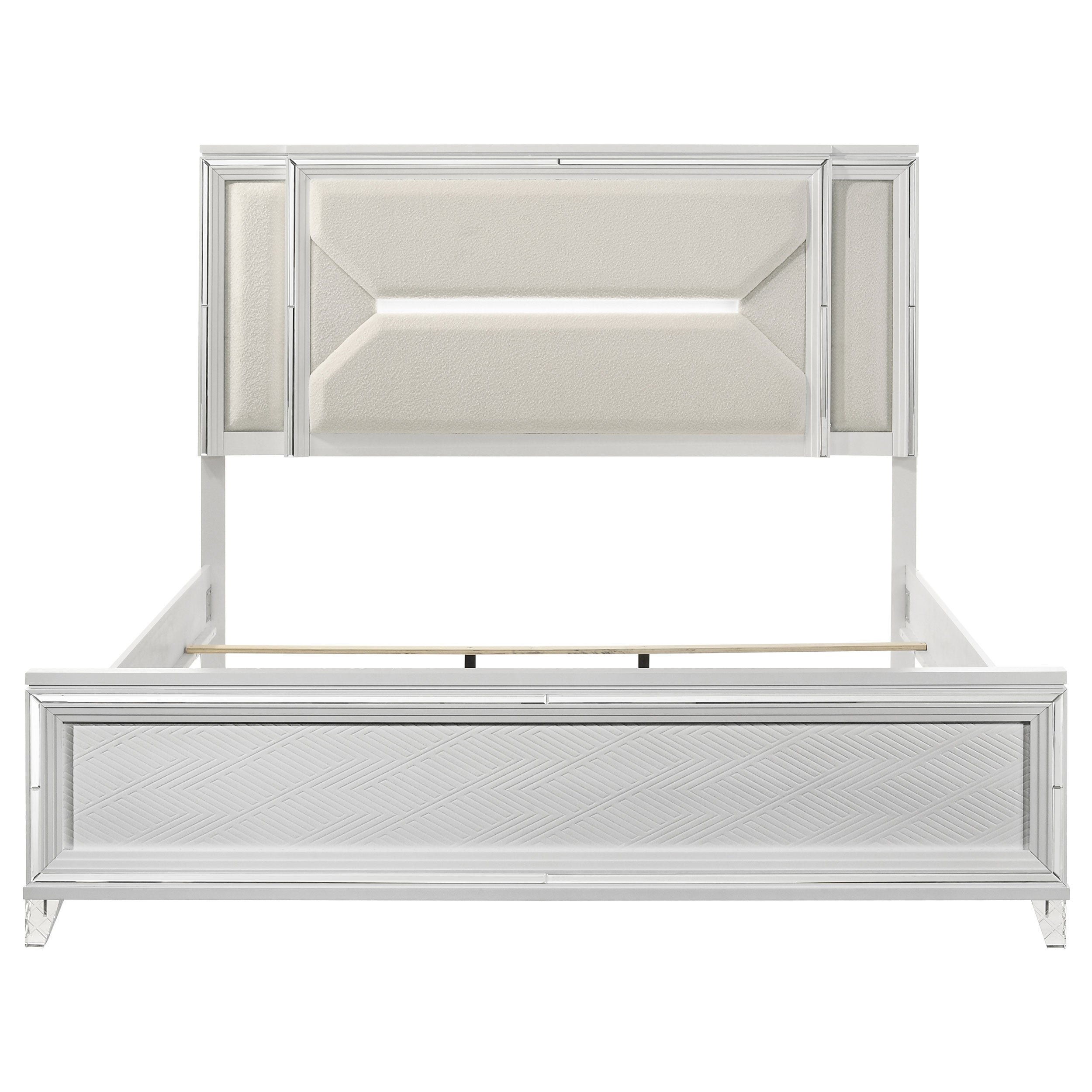 Marmore 64-inch Eastern King Panel Bed LED Headboard White — view 4
