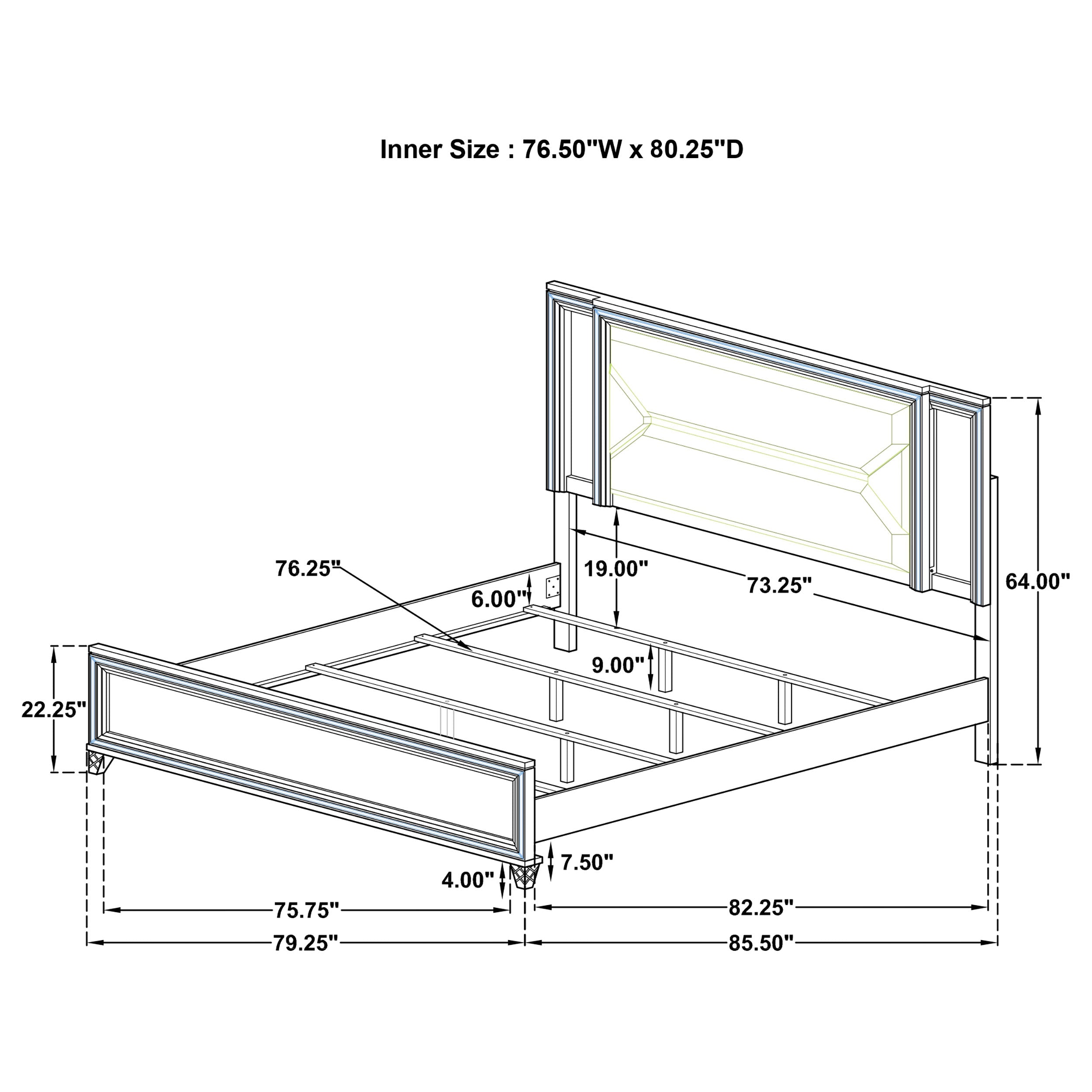 Marmore 64-inch Eastern King Panel Bed LED Headboard White — view 12