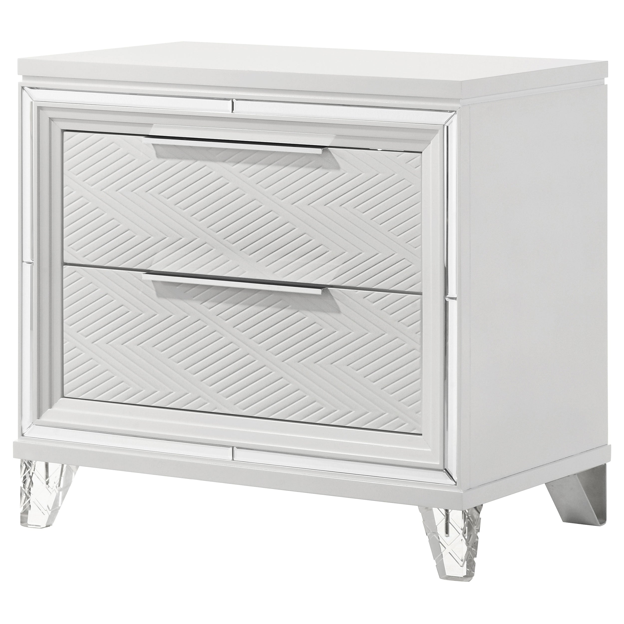 Marmore 2-drawer Nightstand Bedside Table White — view 4