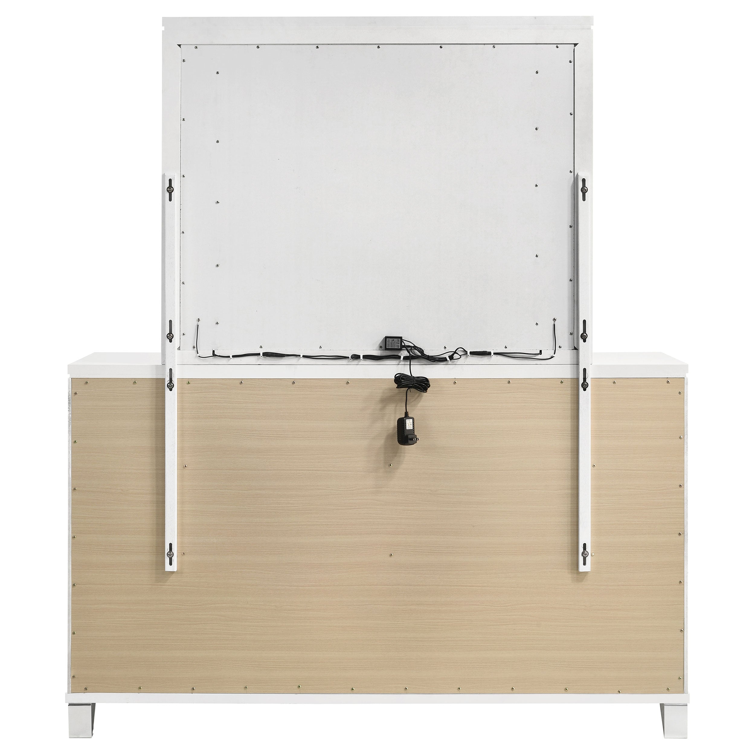 Marmore 9-drawer Dresser and LED Mirror White — view 7