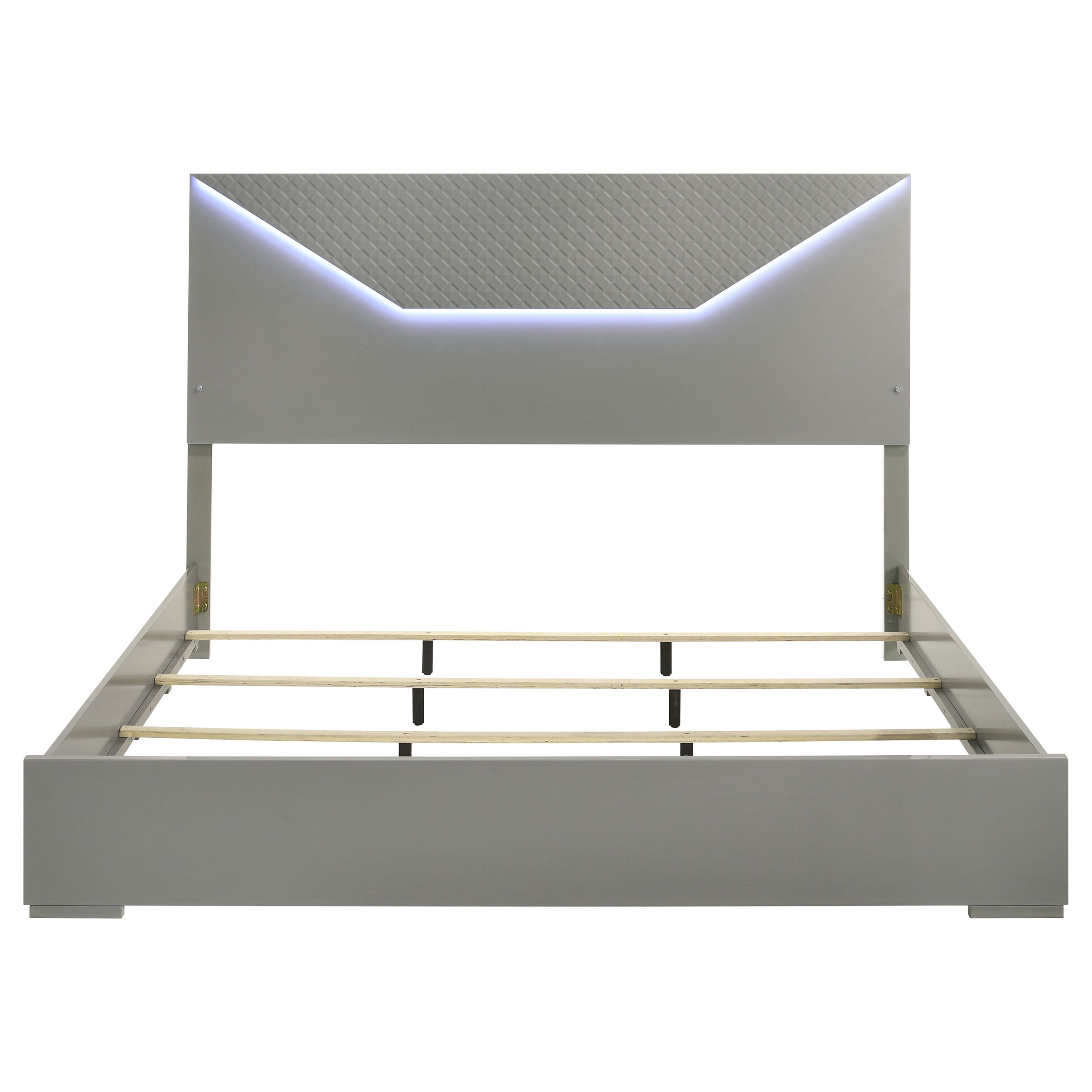 Ives Eastern King Panel Bed LED Headboard Grey High Gloss — view 4