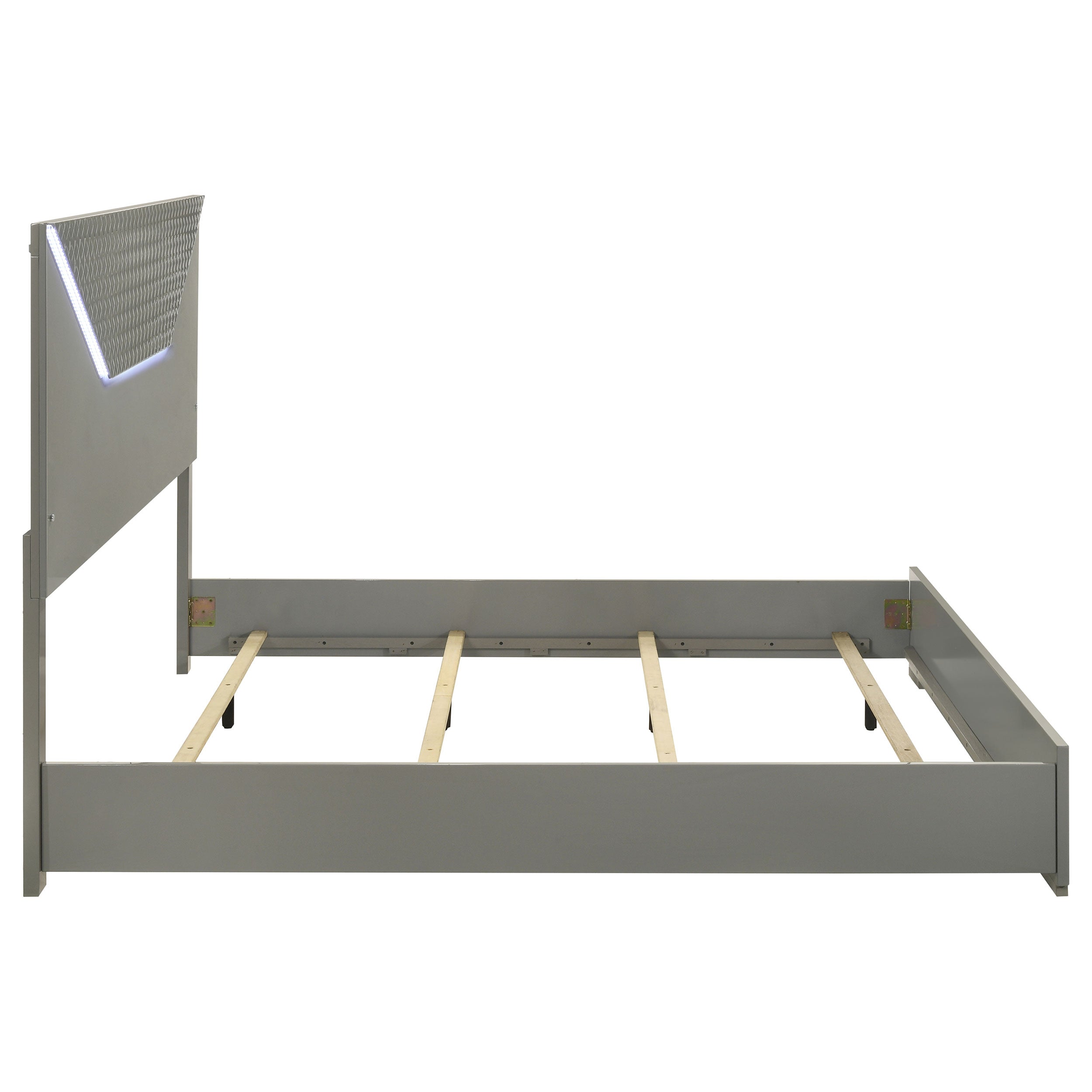 Ives Eastern King Panel Bed LED Headboard Grey High Gloss — view 6