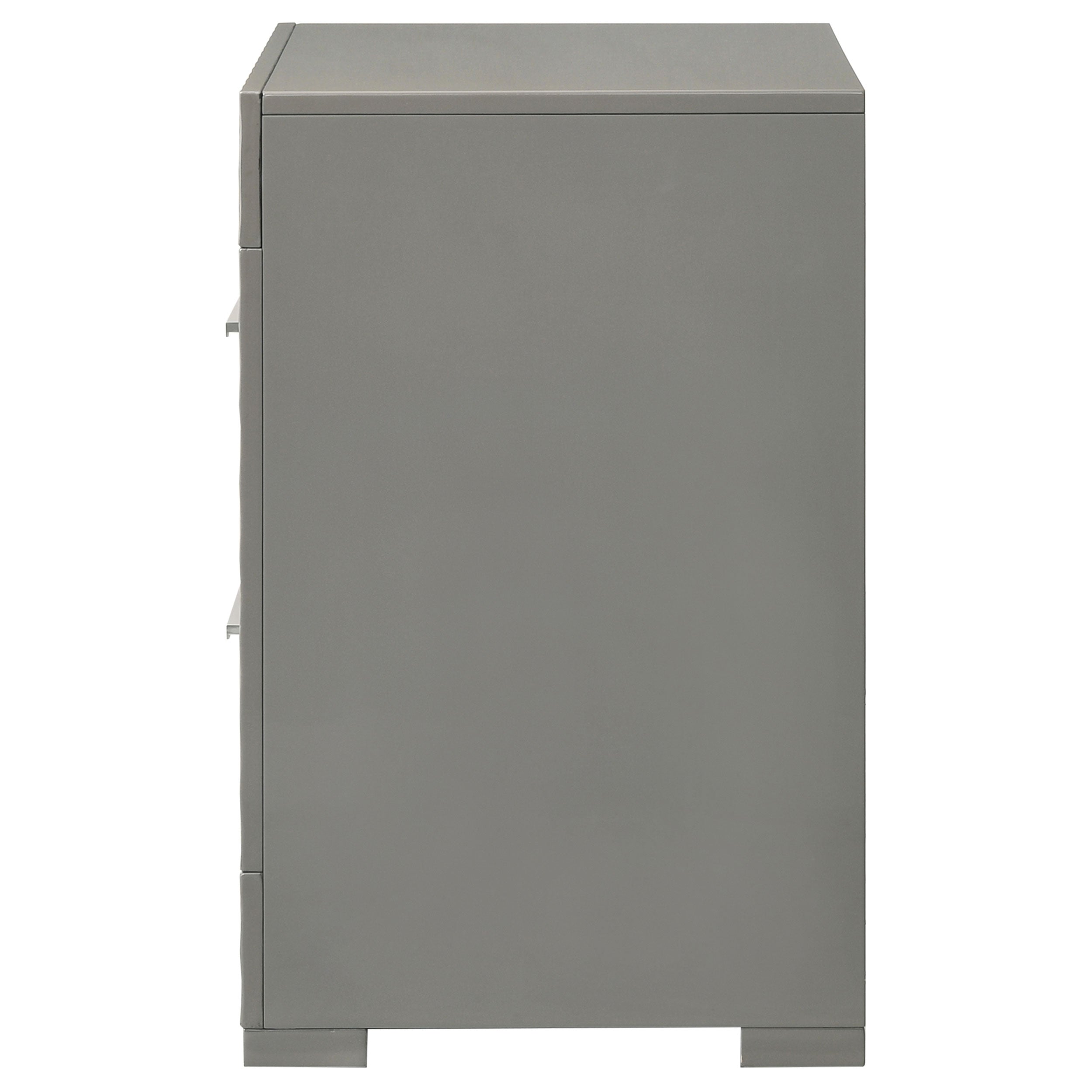 Ives 2-drawer Nightstand Bedside Table Grey High Gloss — view 5