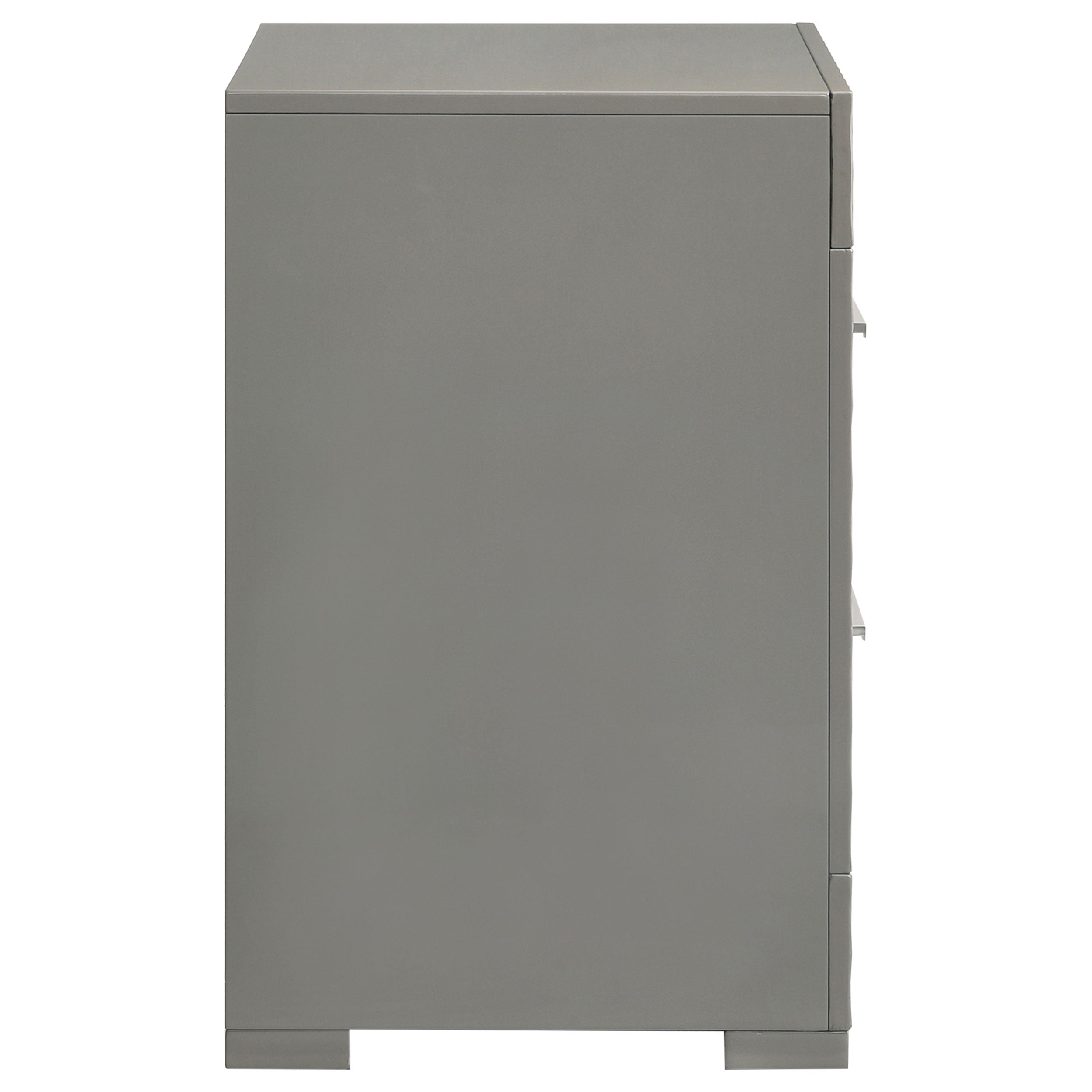 Ives 2-drawer Nightstand Bedside Table Grey High Gloss — view 9