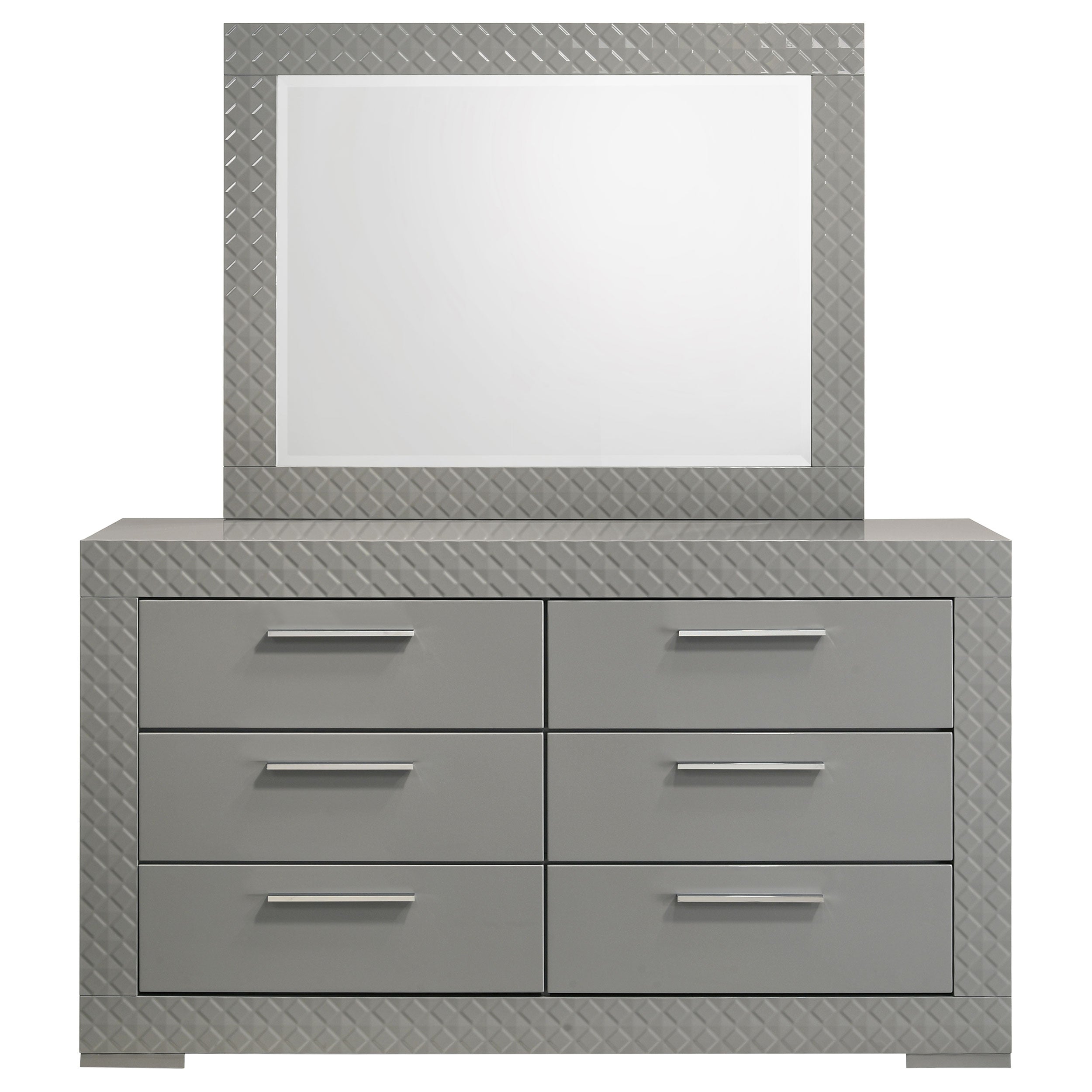 Ives 6-drawer Dresser and Mirror Grey High Gloss — view 3