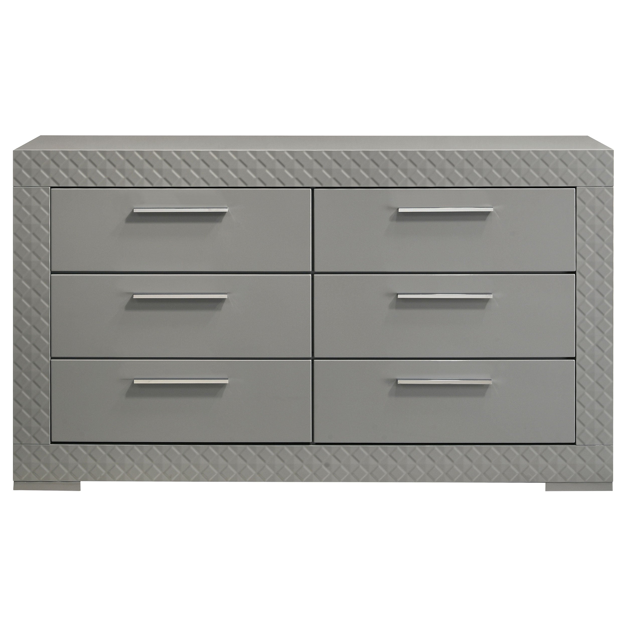 Ives 6-drawer Dresser Cabinet Grey High Gloss — view 3