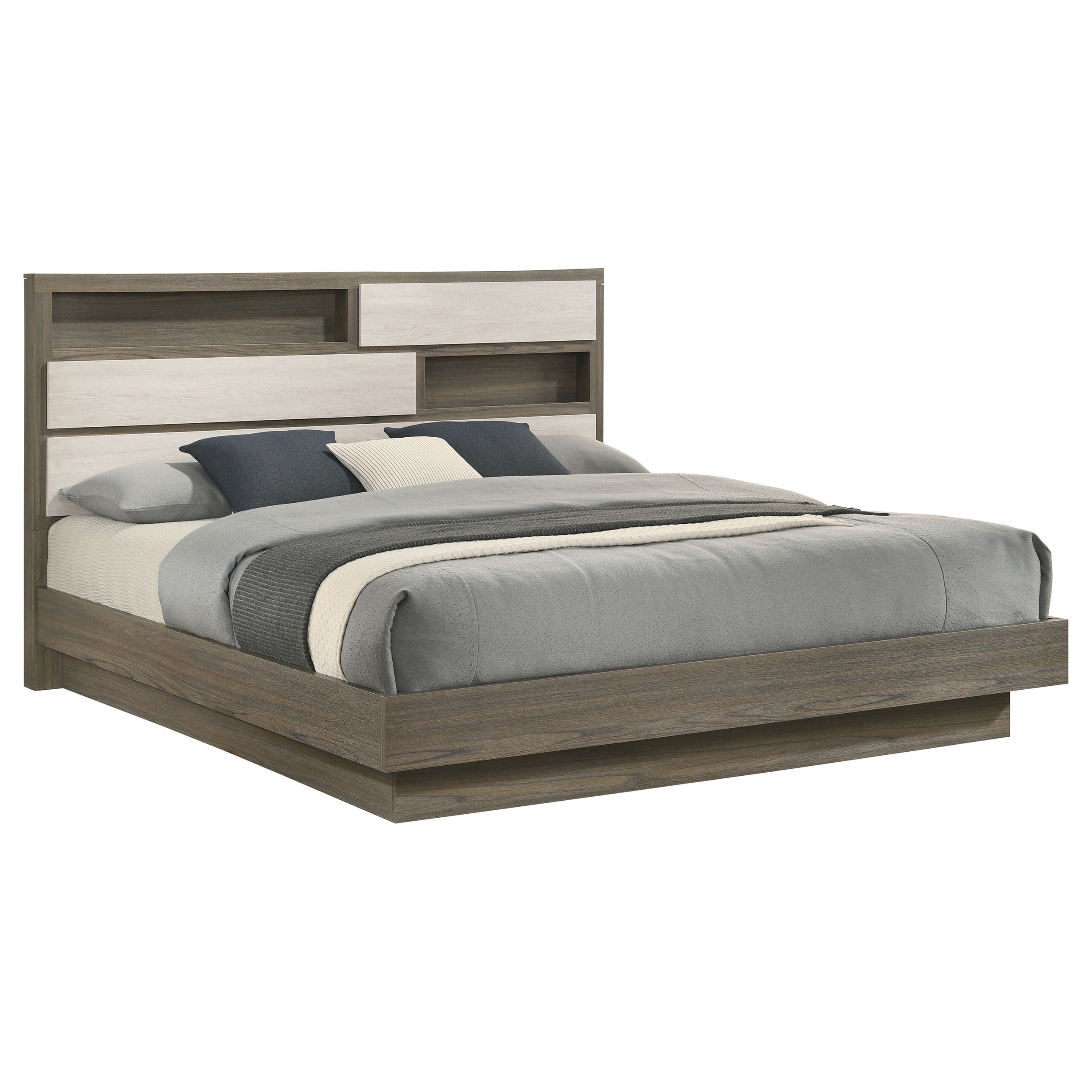 Fenwick Eastern King Bed Bookcase Headboard Grey Oak — view 3