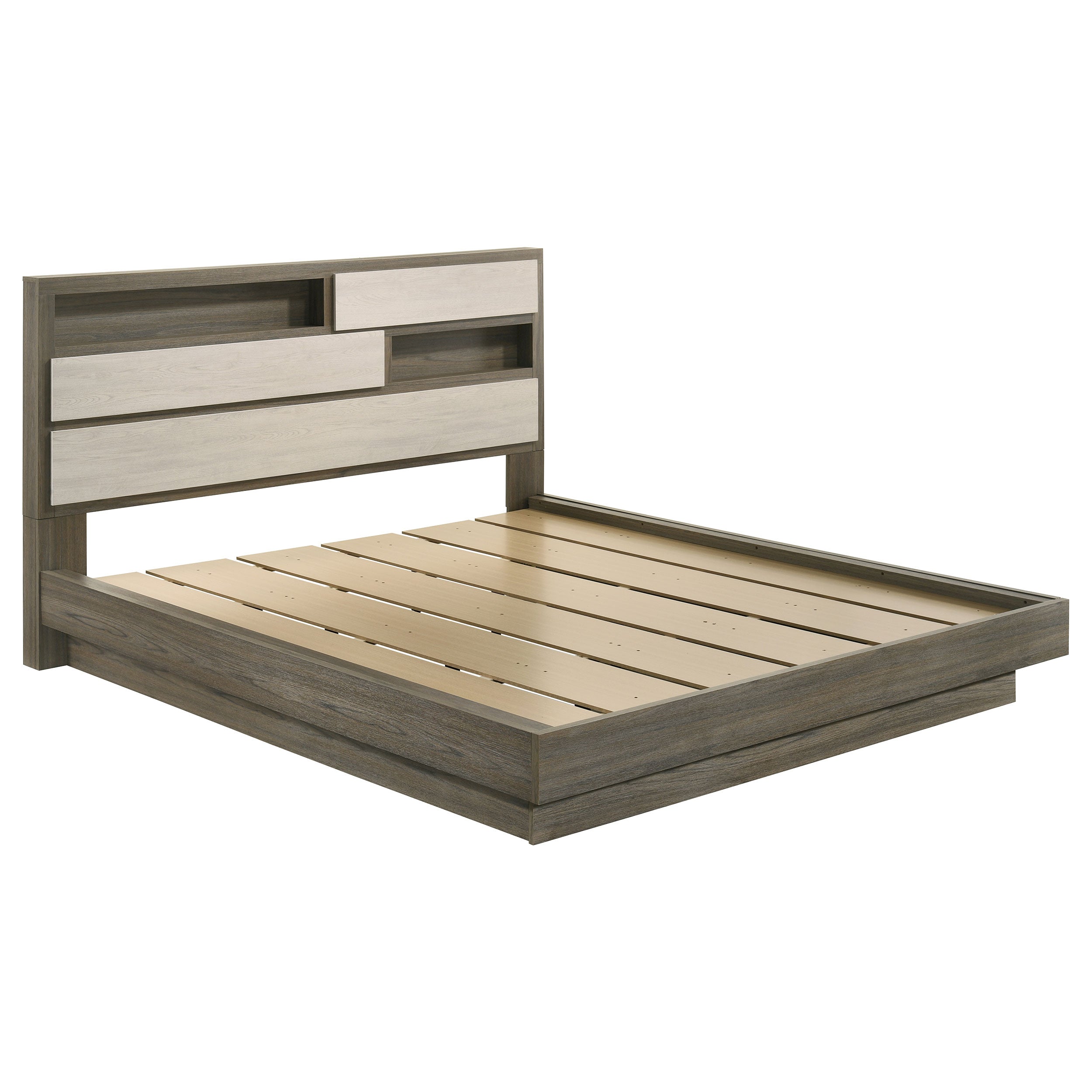 Fenwick California King Bed Bookcase Headboard Grey Oak — view 1