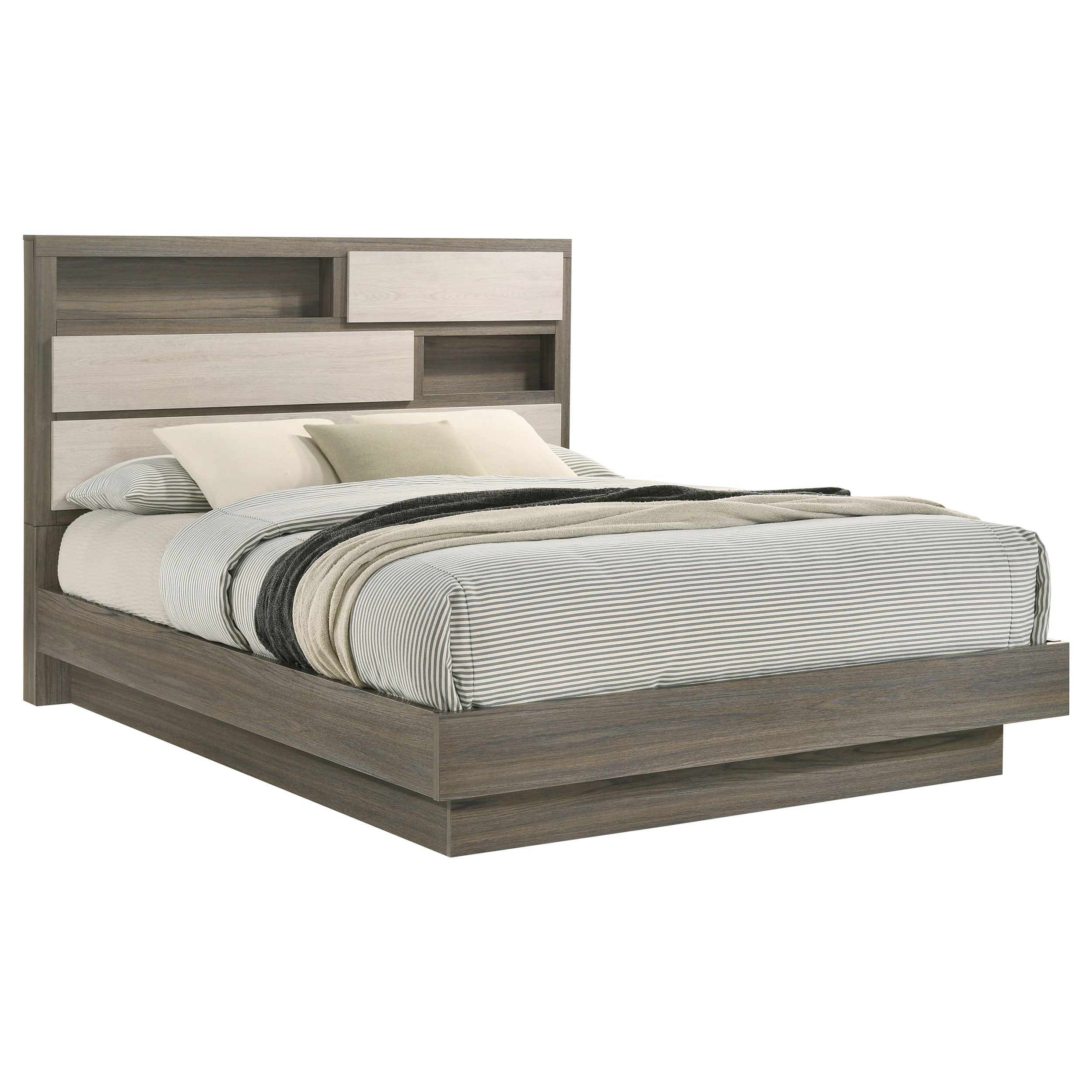 Fenwick Queen Bed Bookcase Headboard Grey Oak — view 3