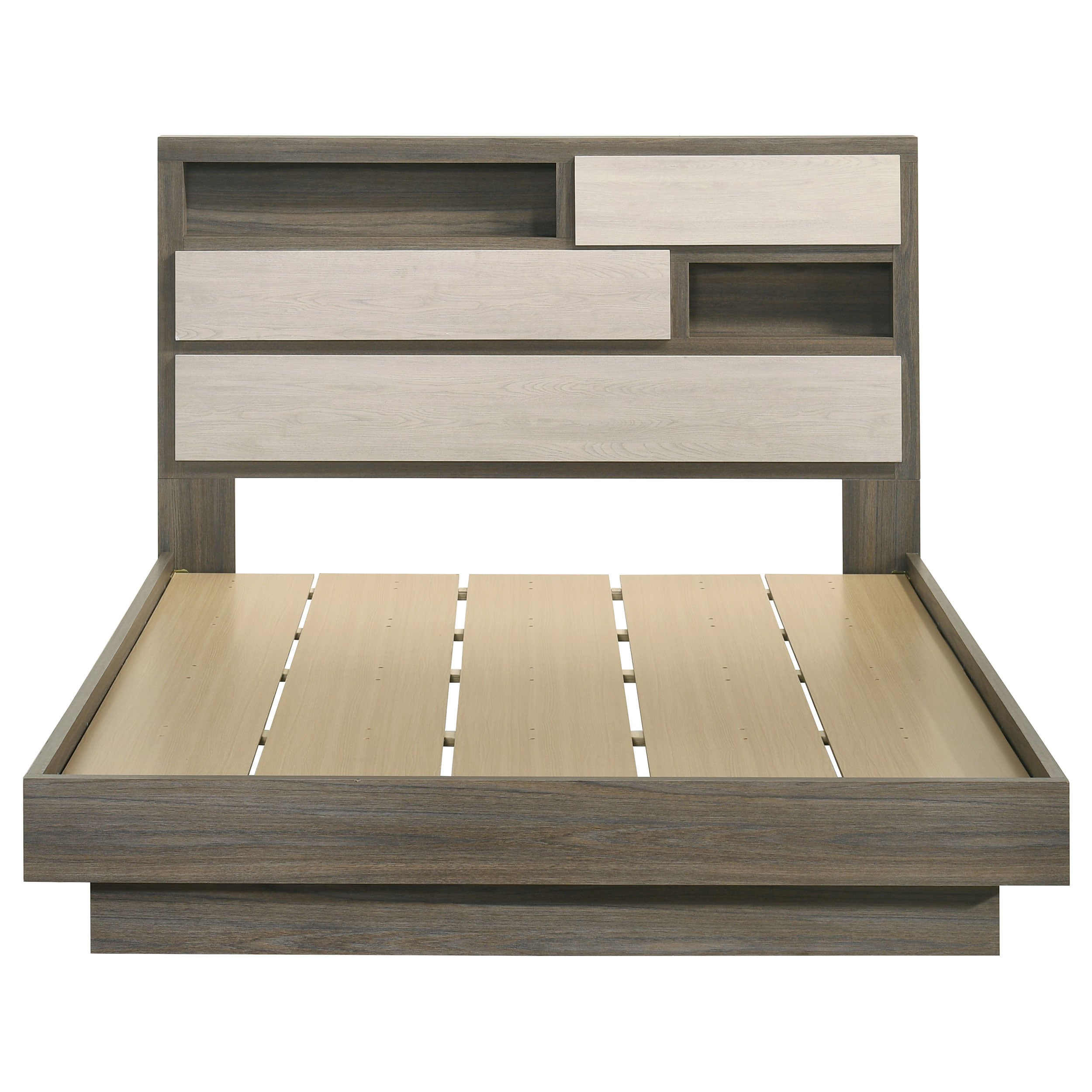 Fenwick Queen Bed Bookcase Headboard Grey Oak — view 4