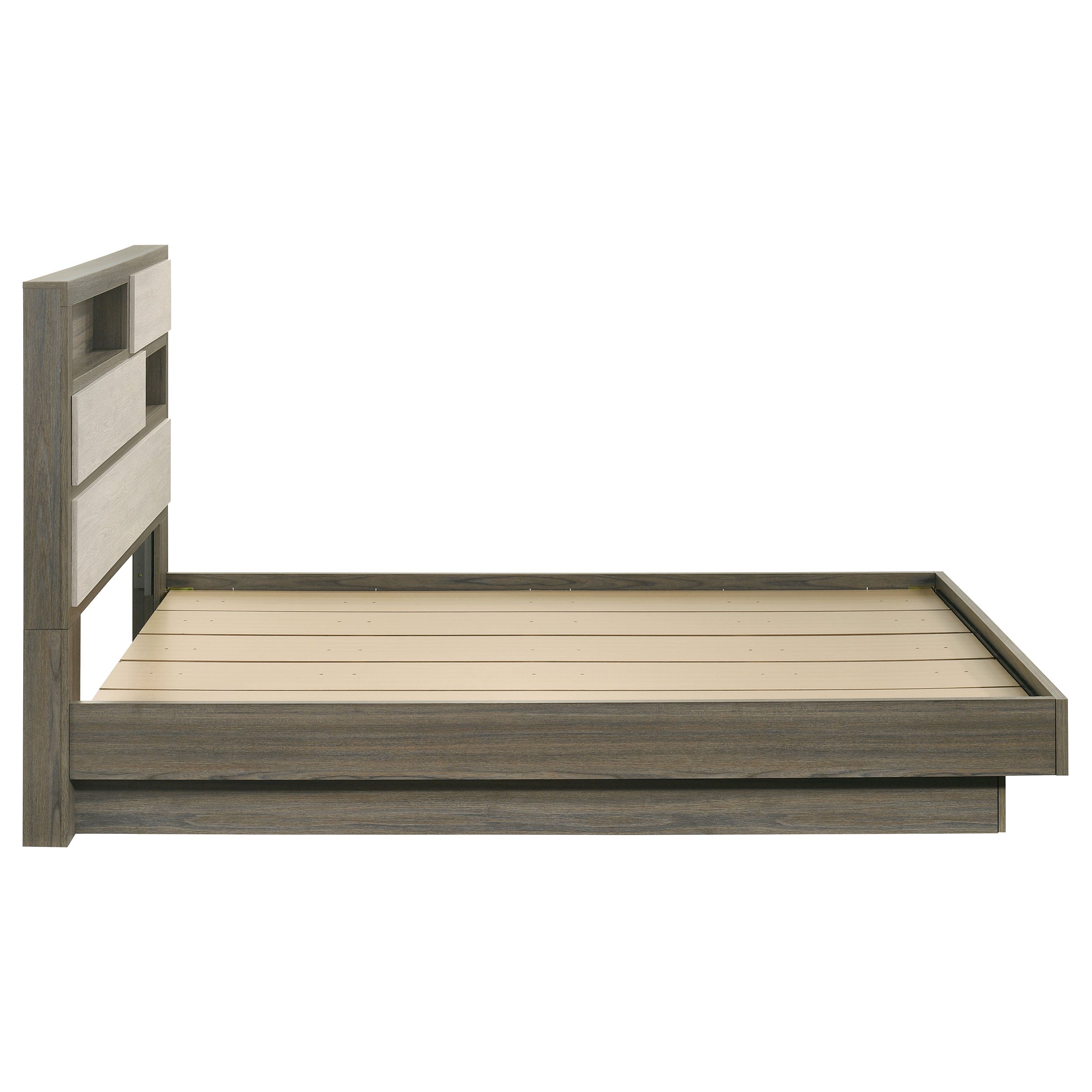 Fenwick Queen Bed Bookcase Headboard Grey Oak — view 6