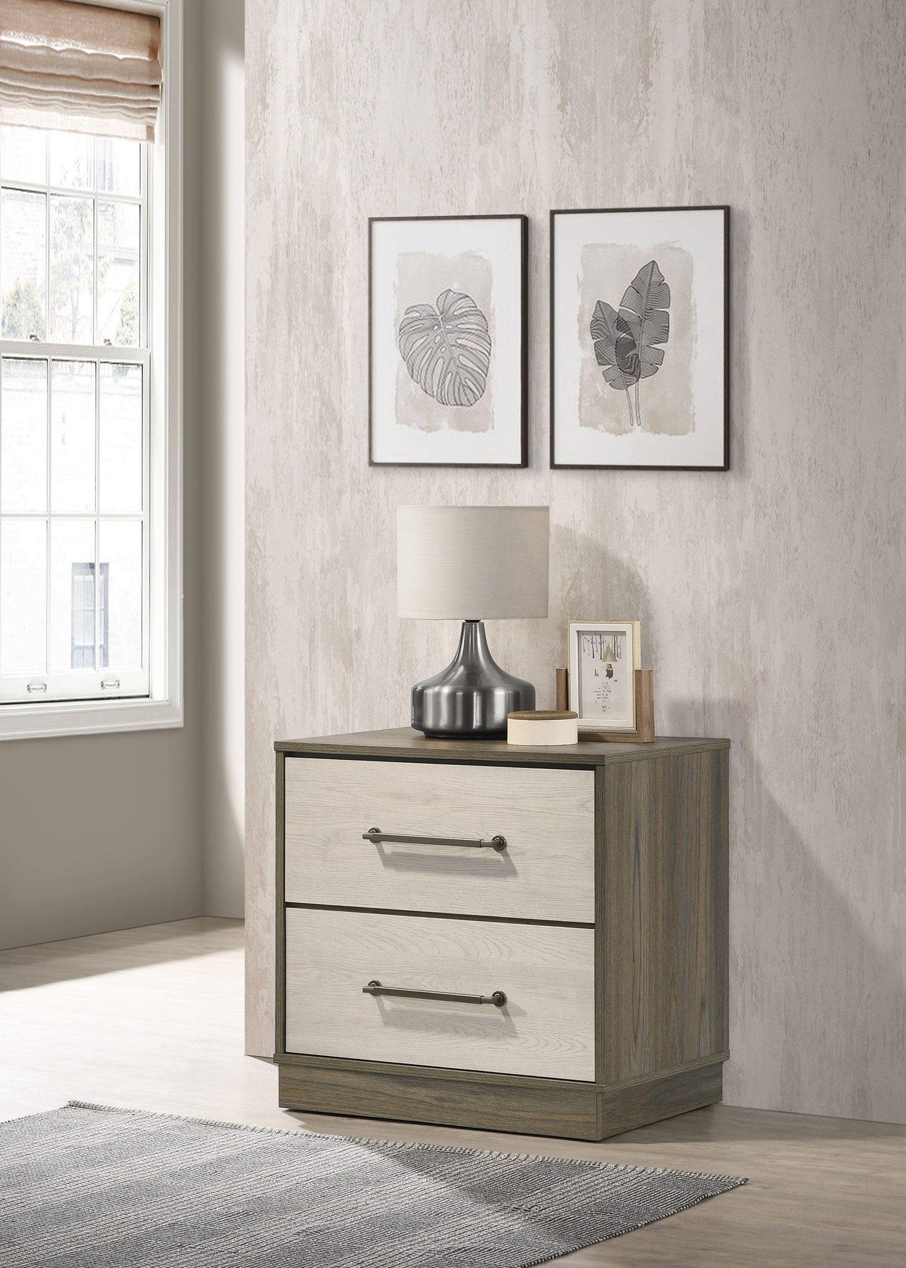 Fenwick 2-drawer Nightstand Bedside Table Grey Oak — view 2