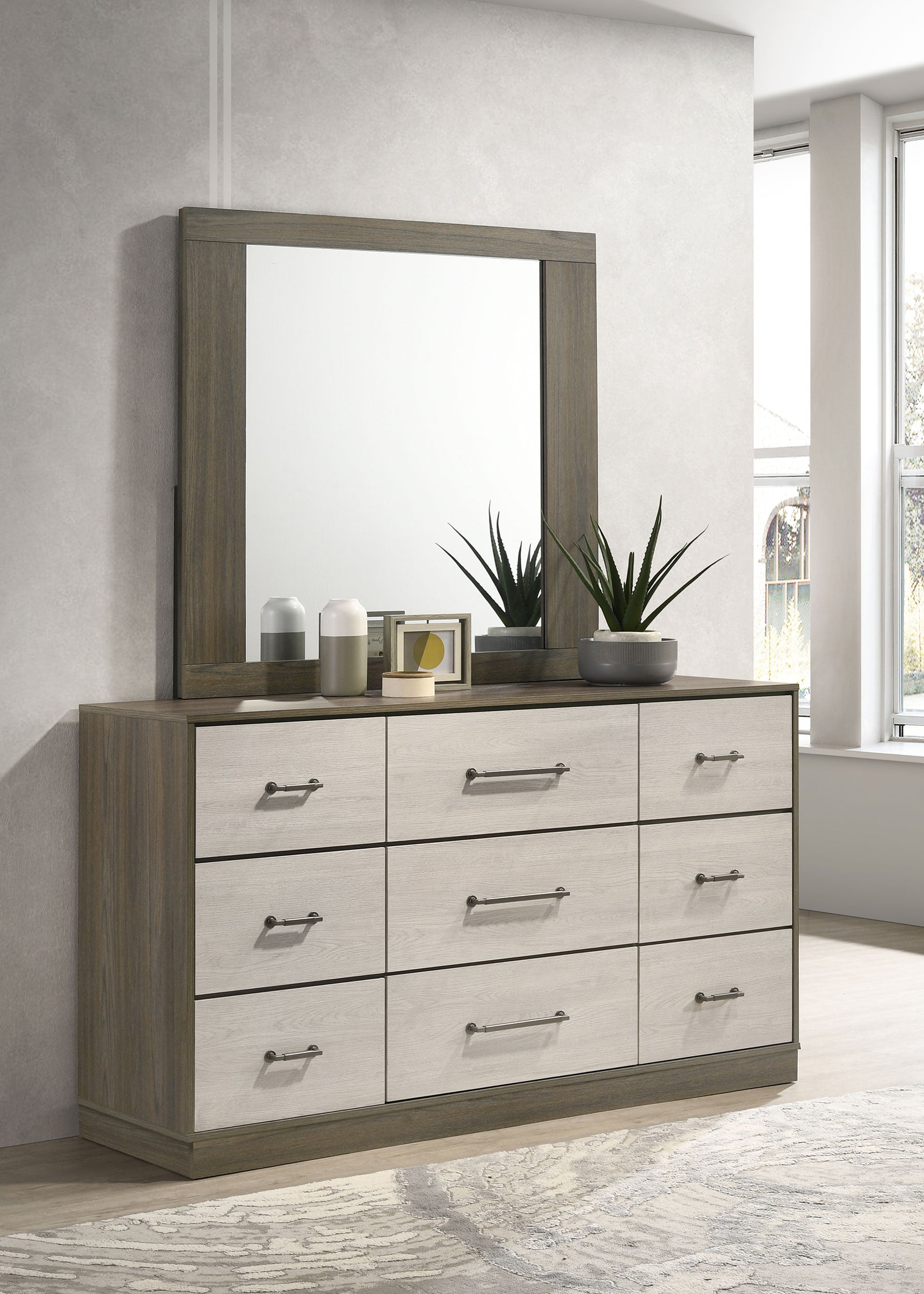 Fenwick 9-drawer Dresser with Mirror Grey Oak — view 2