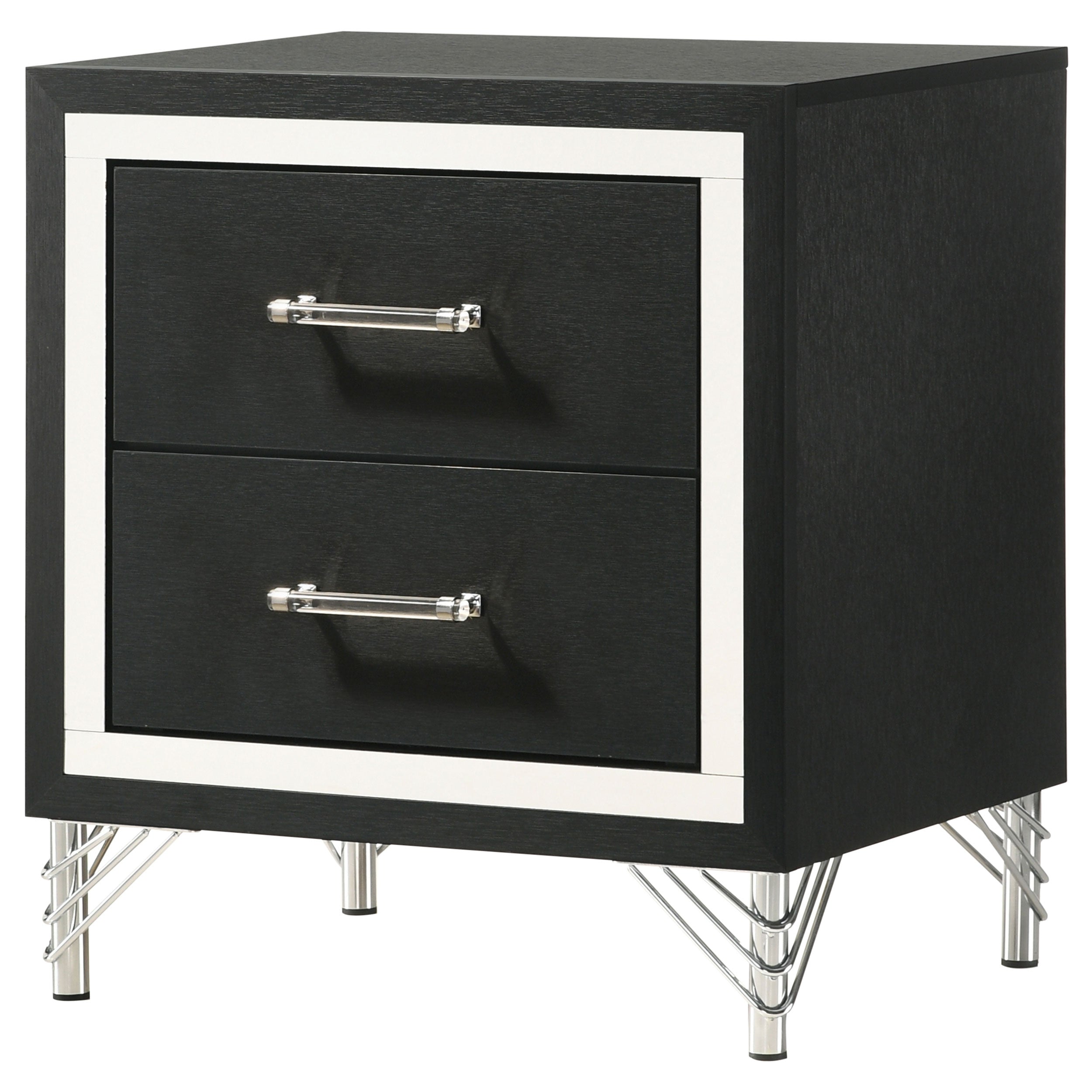 Lucia 2-drawer Nightstand Bedside Table Black — view 4
