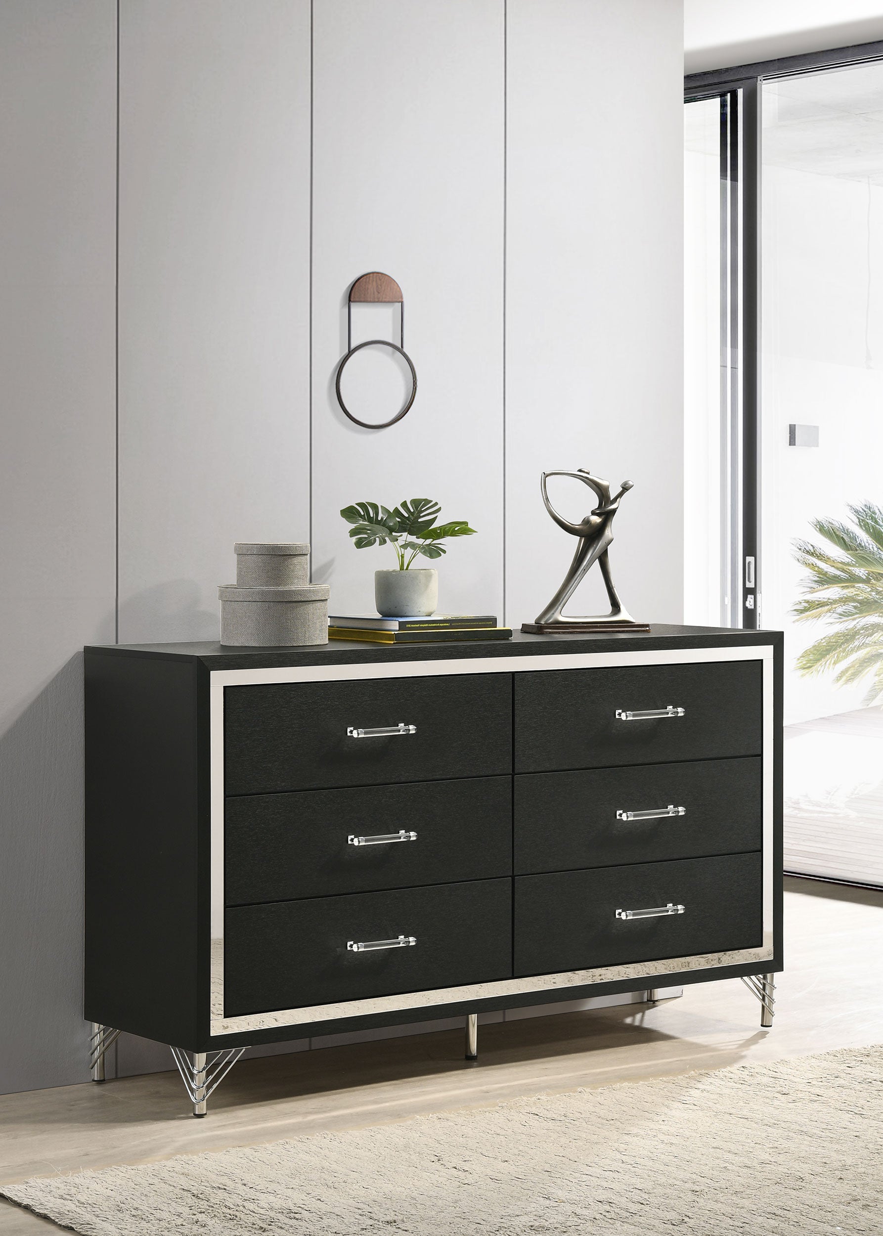 Lucia 6-drawer Dresser Cabinet Black — view 2