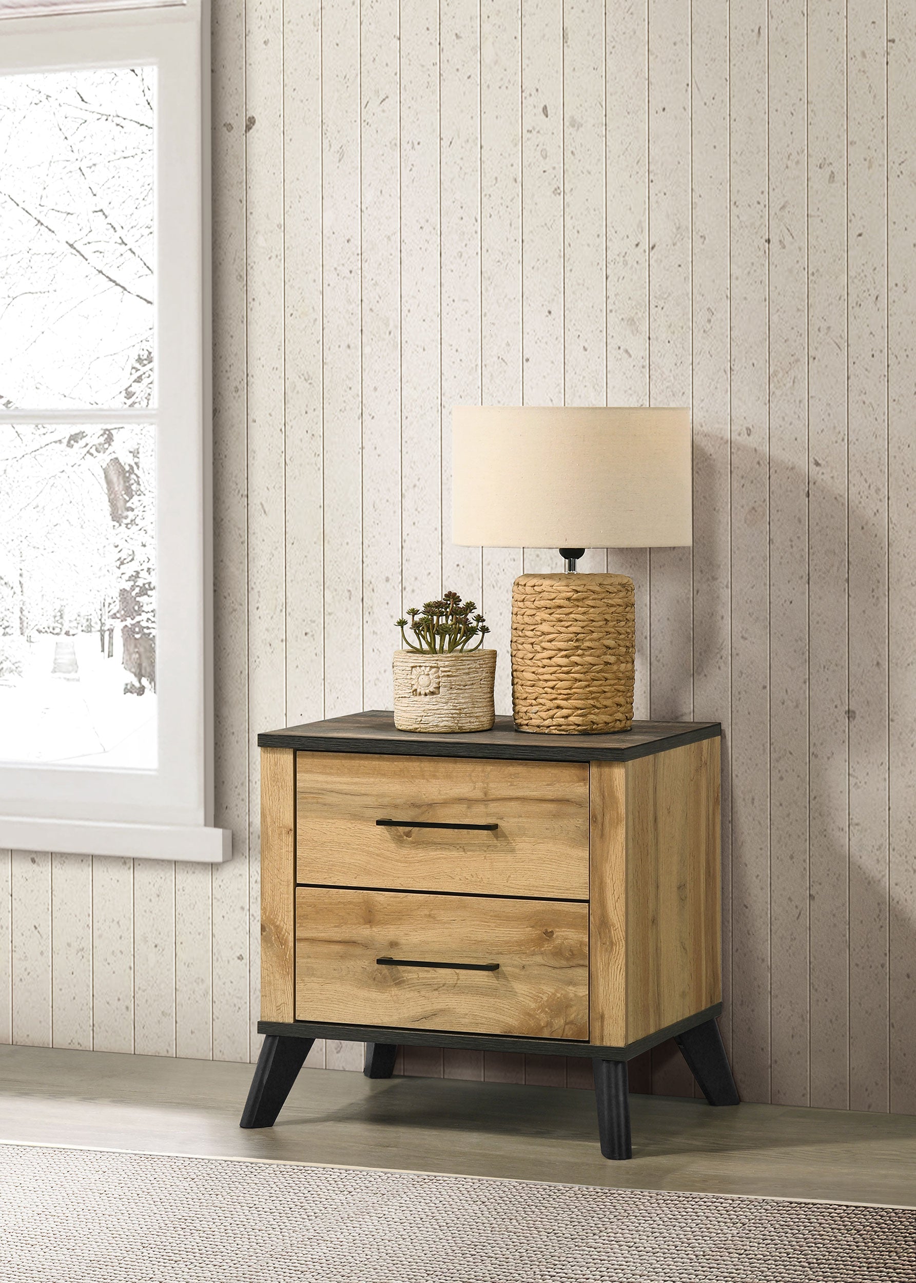 Kaywood 2-drawer Nightstand Bedside Table Natural Pine — view 2
