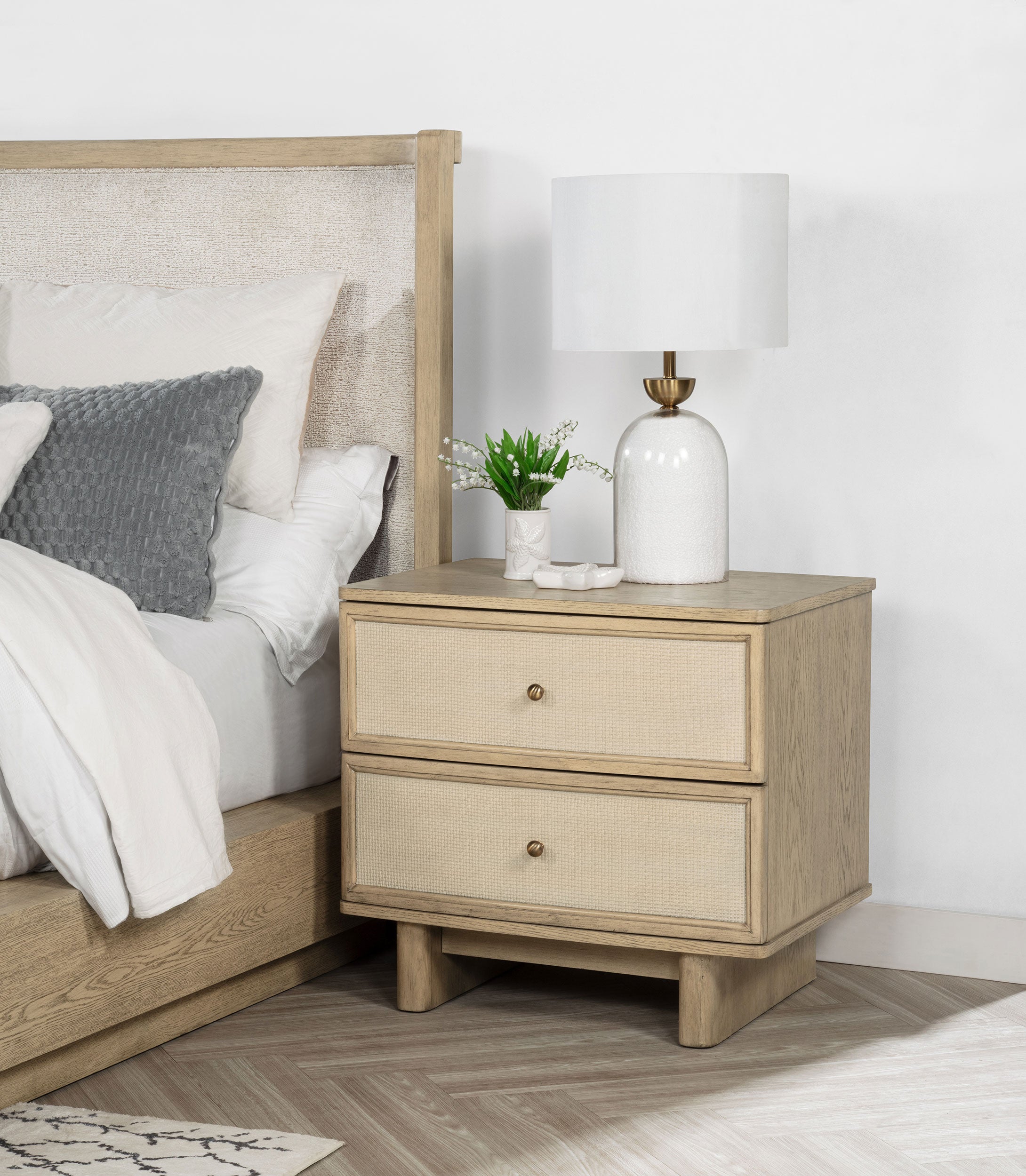 Kailani 2-drawer Nightstand Bedside Table Beige Oak — view 2