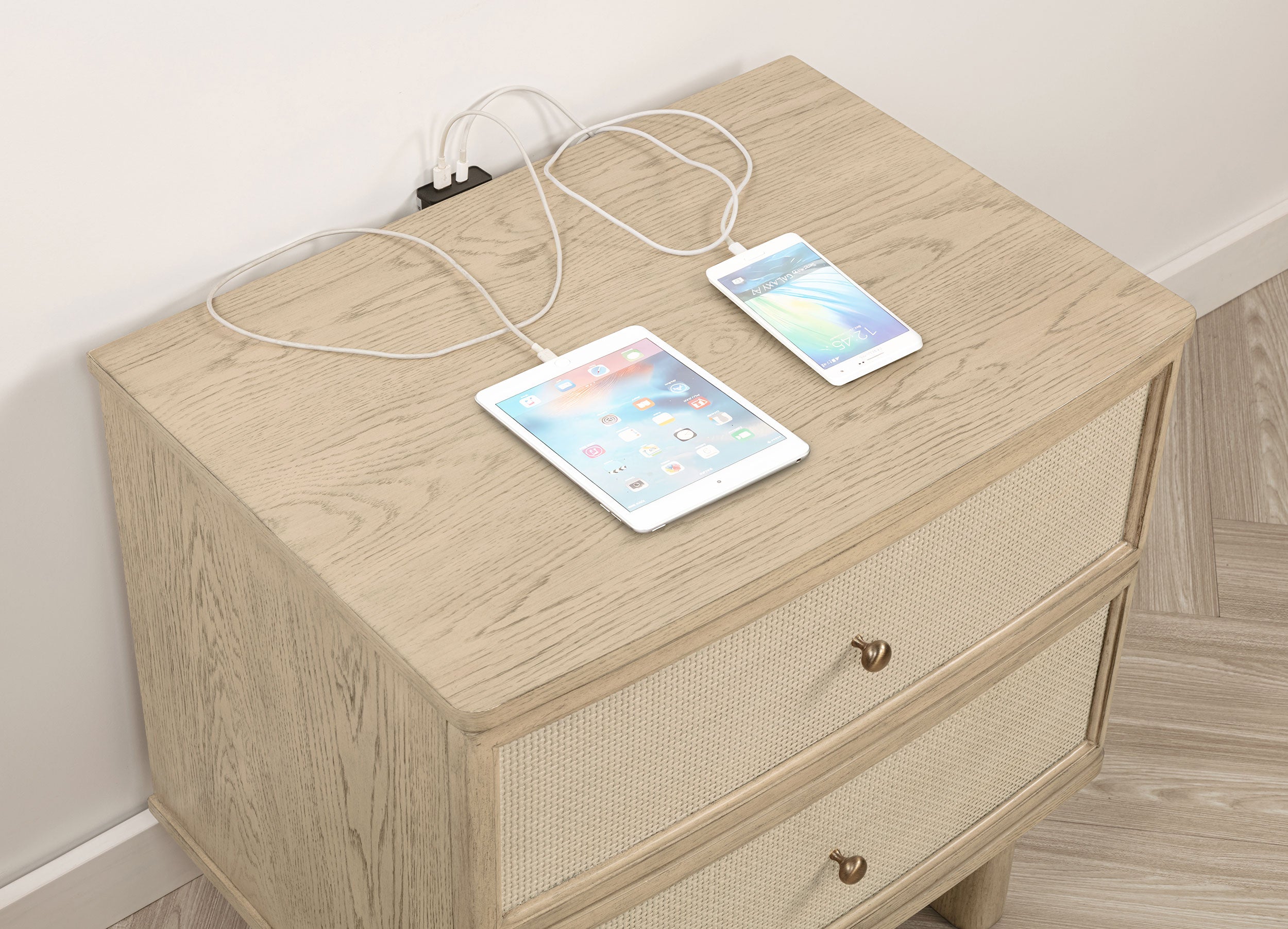 Kailani 2-drawer Nightstand Bedside Table Beige Oak — view 11