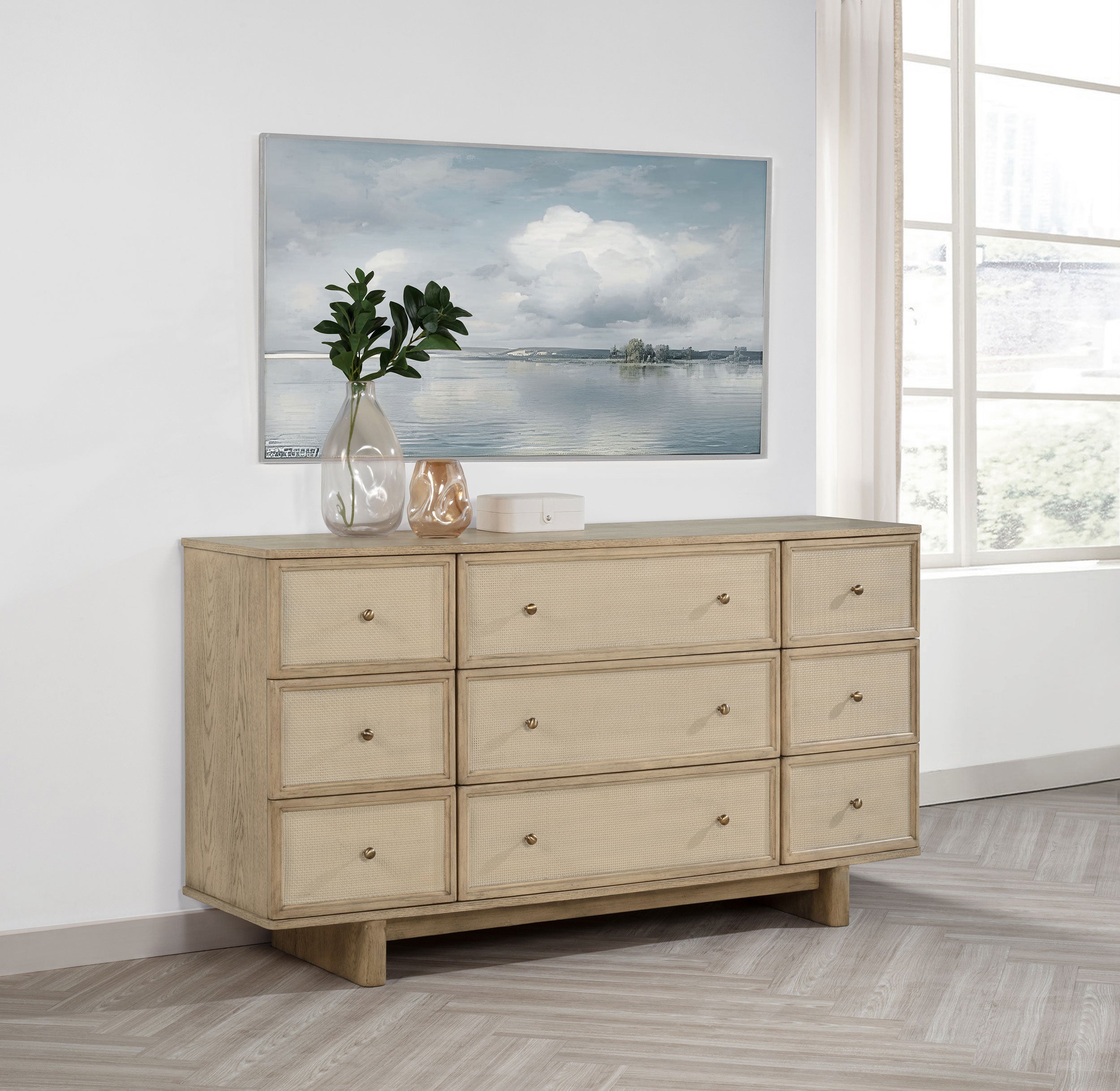 Kailani 9-drawer Dresser Cabinet Beige Oak — view 2