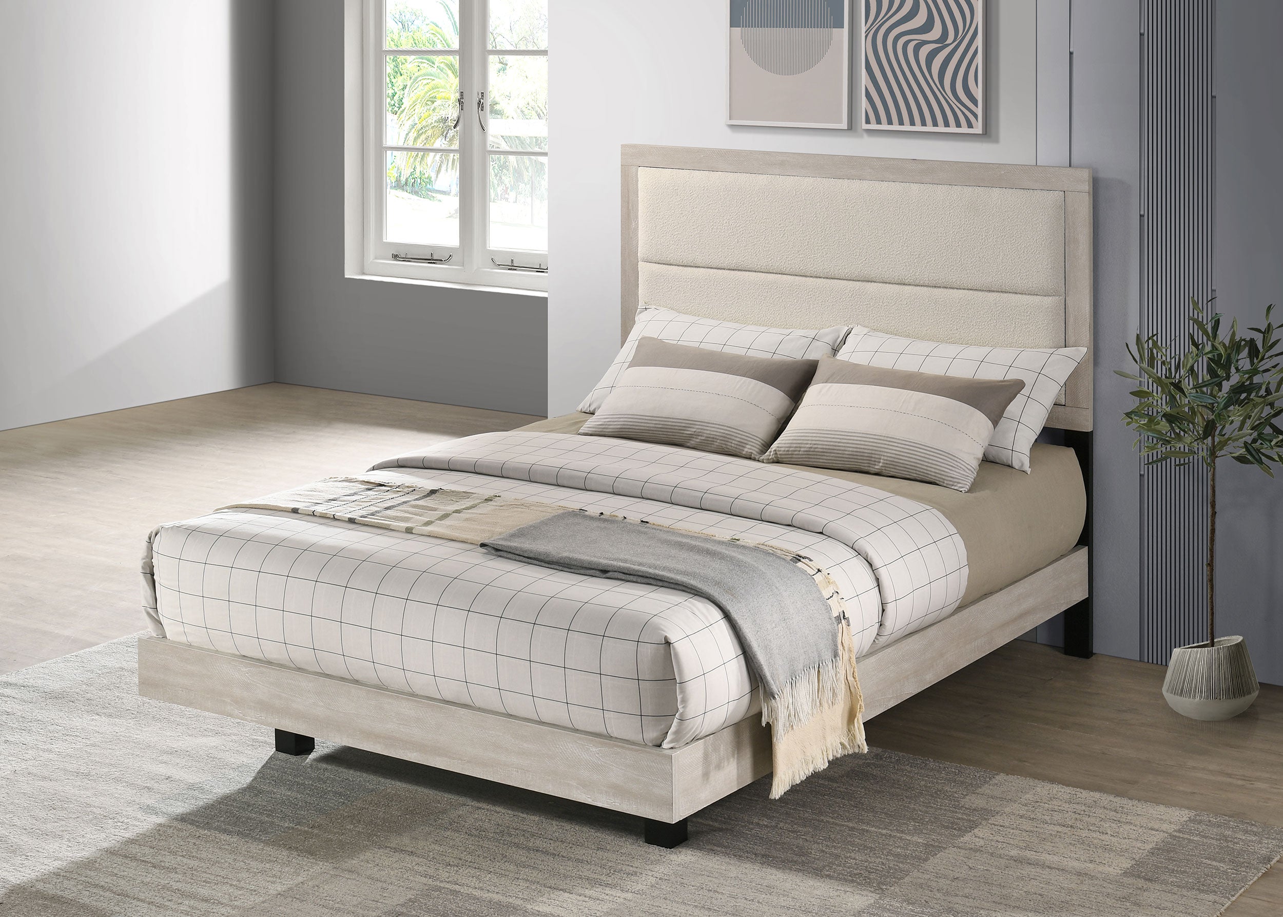 Trenton 54-inch Wood Full Panel Bed Rustic Cream — view 2
