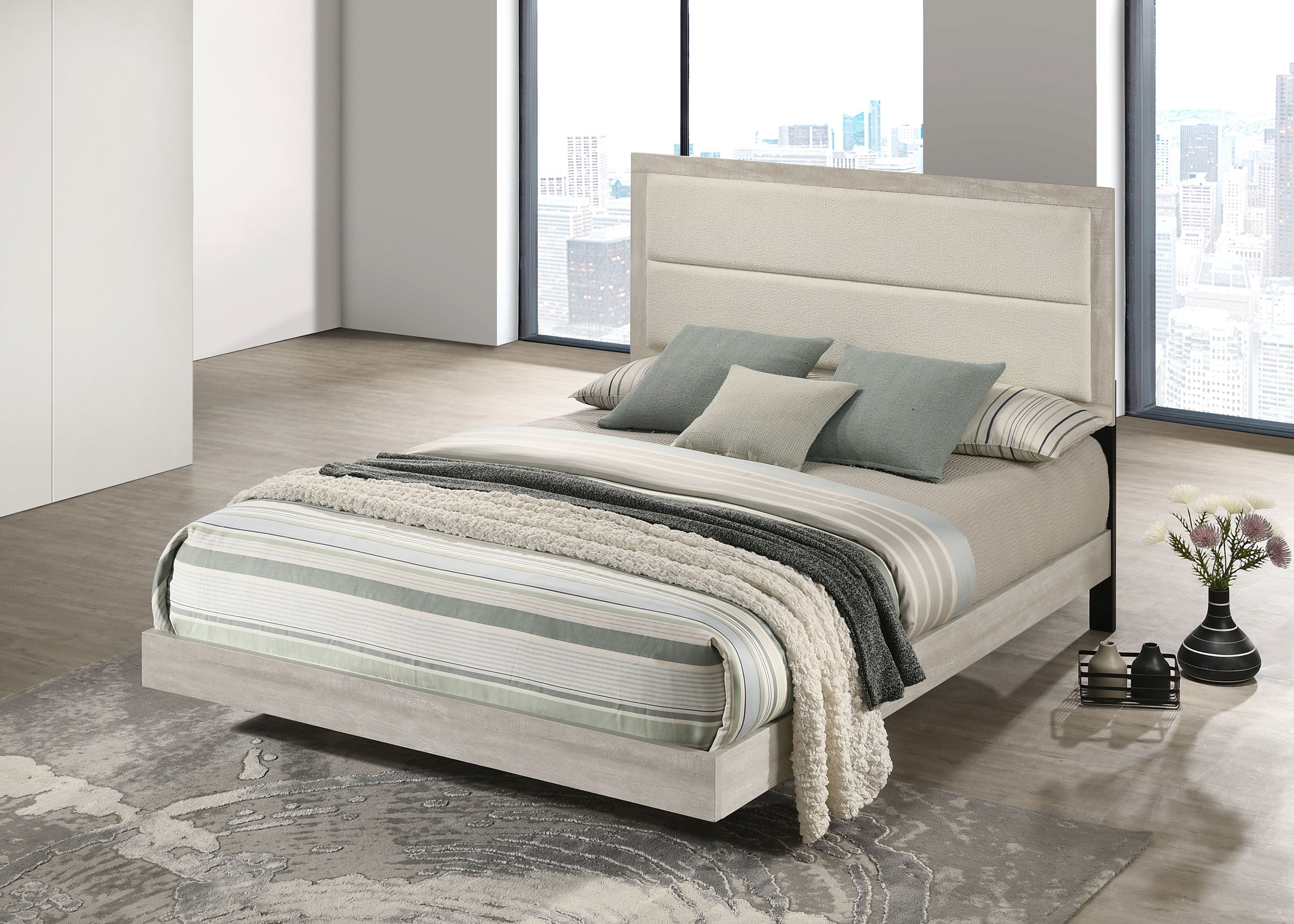 Trenton 54-inch Wood Queen Panel Bed Rustic Cream — view 2