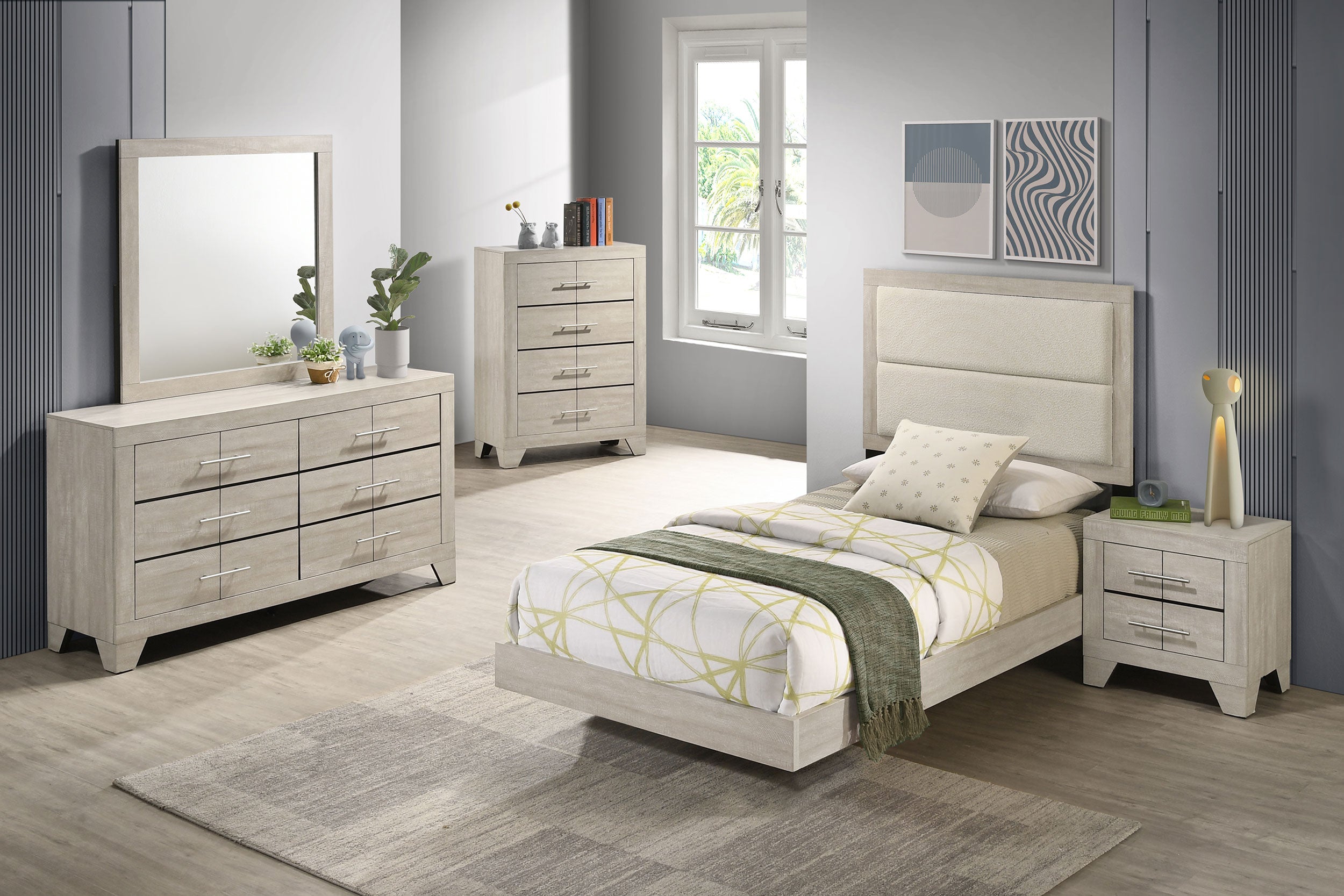 Trenton 5-piece Twin Bedroom Set Rustic Cream — view 1