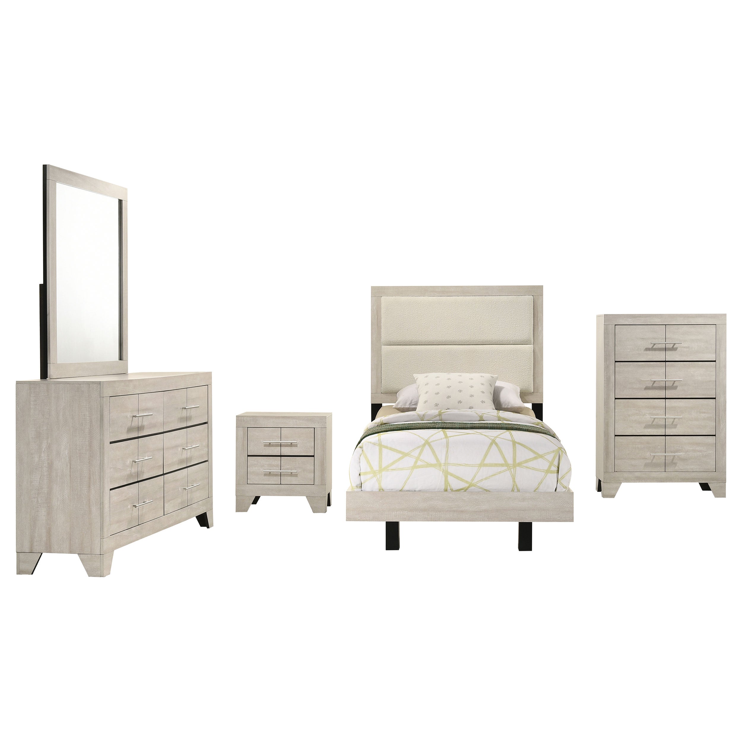 Trenton 5-piece Twin Bedroom Set Rustic Cream — view 2