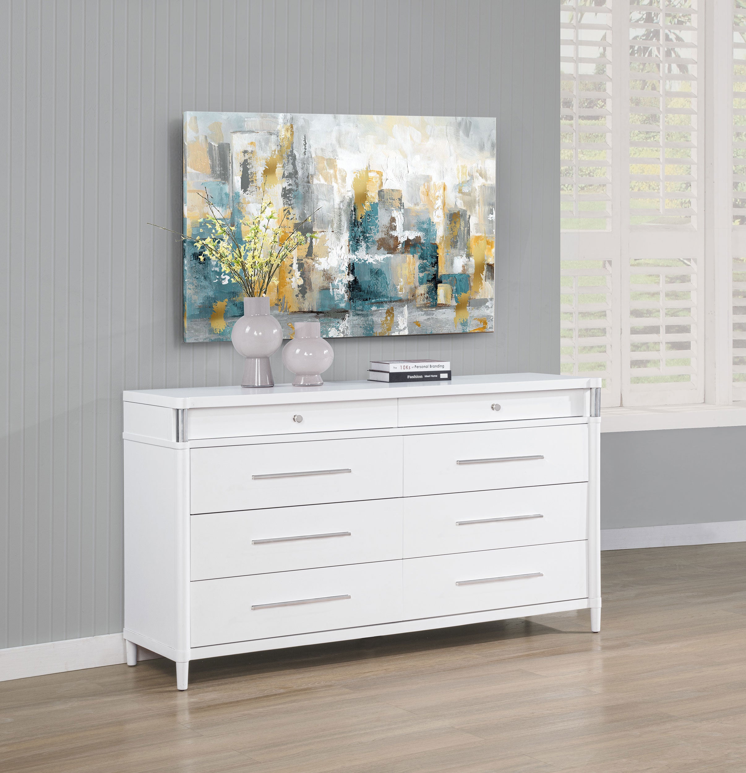 Gracemont 8-drawer Bedroom Dresser Cabinet White — view 2