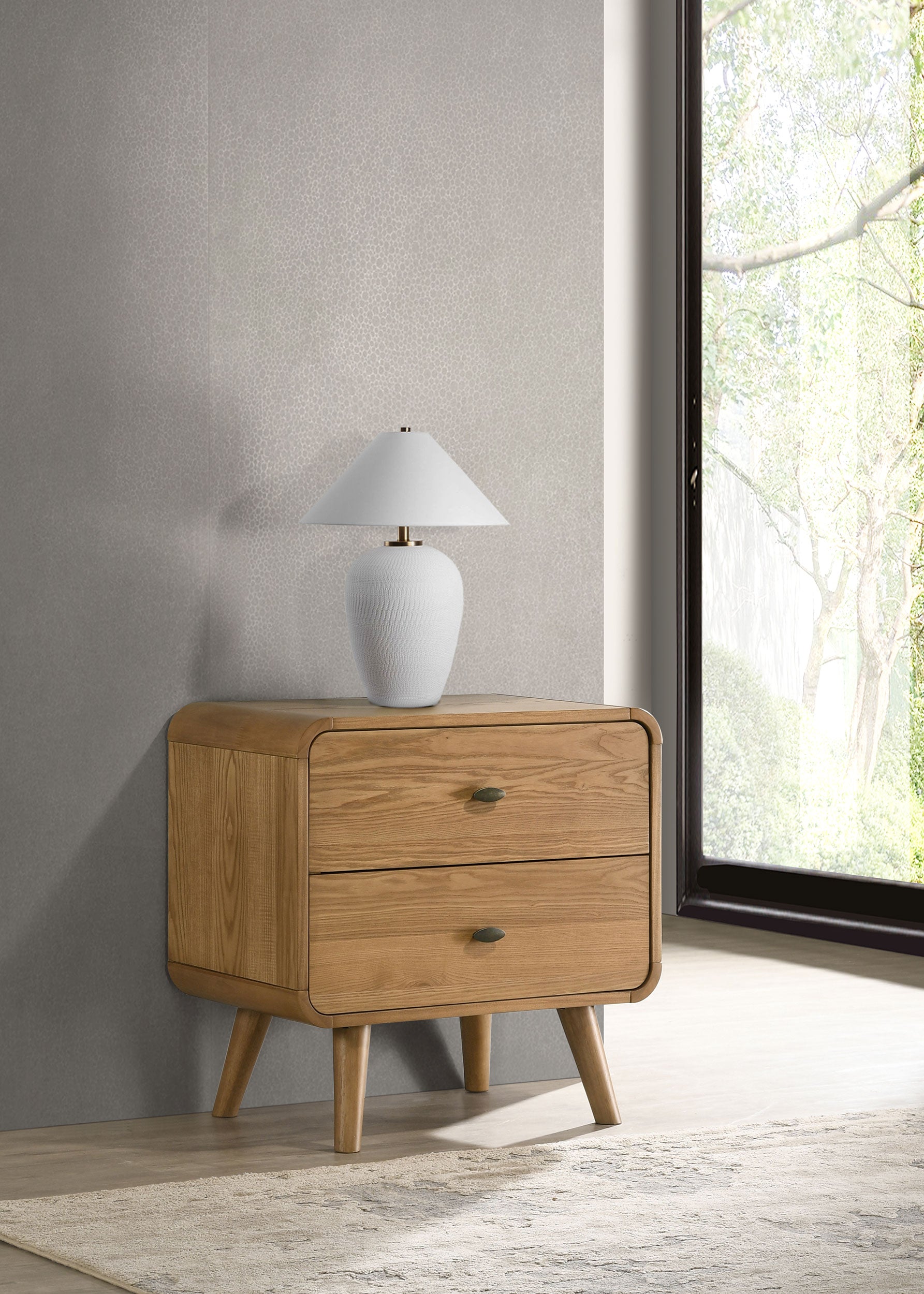 Robyn 2-drawer Nightstand Bedside Table Light Ash — view 2