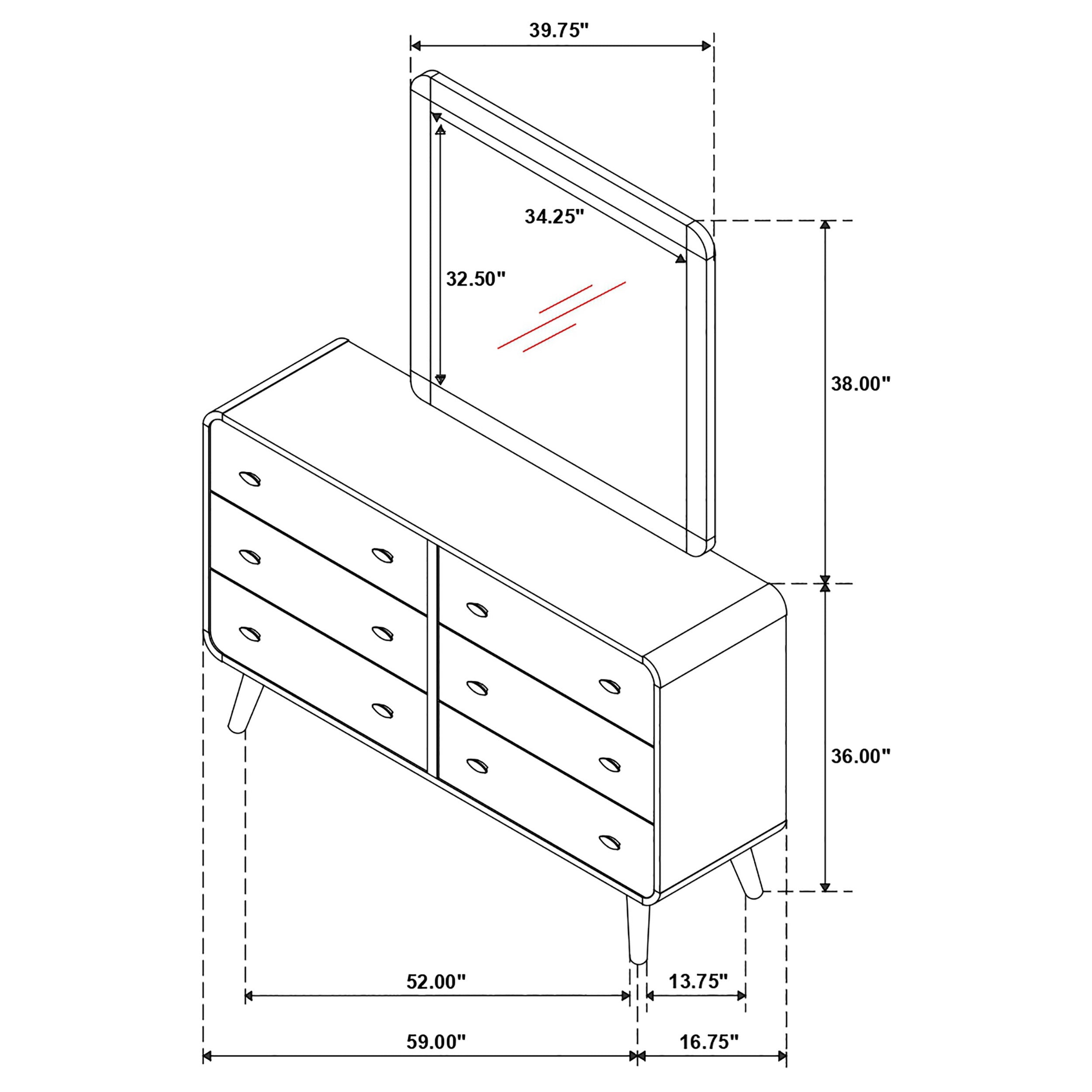 Robyn 6-drawer Bedroom Dresser and Mirror Light Ash — view 13