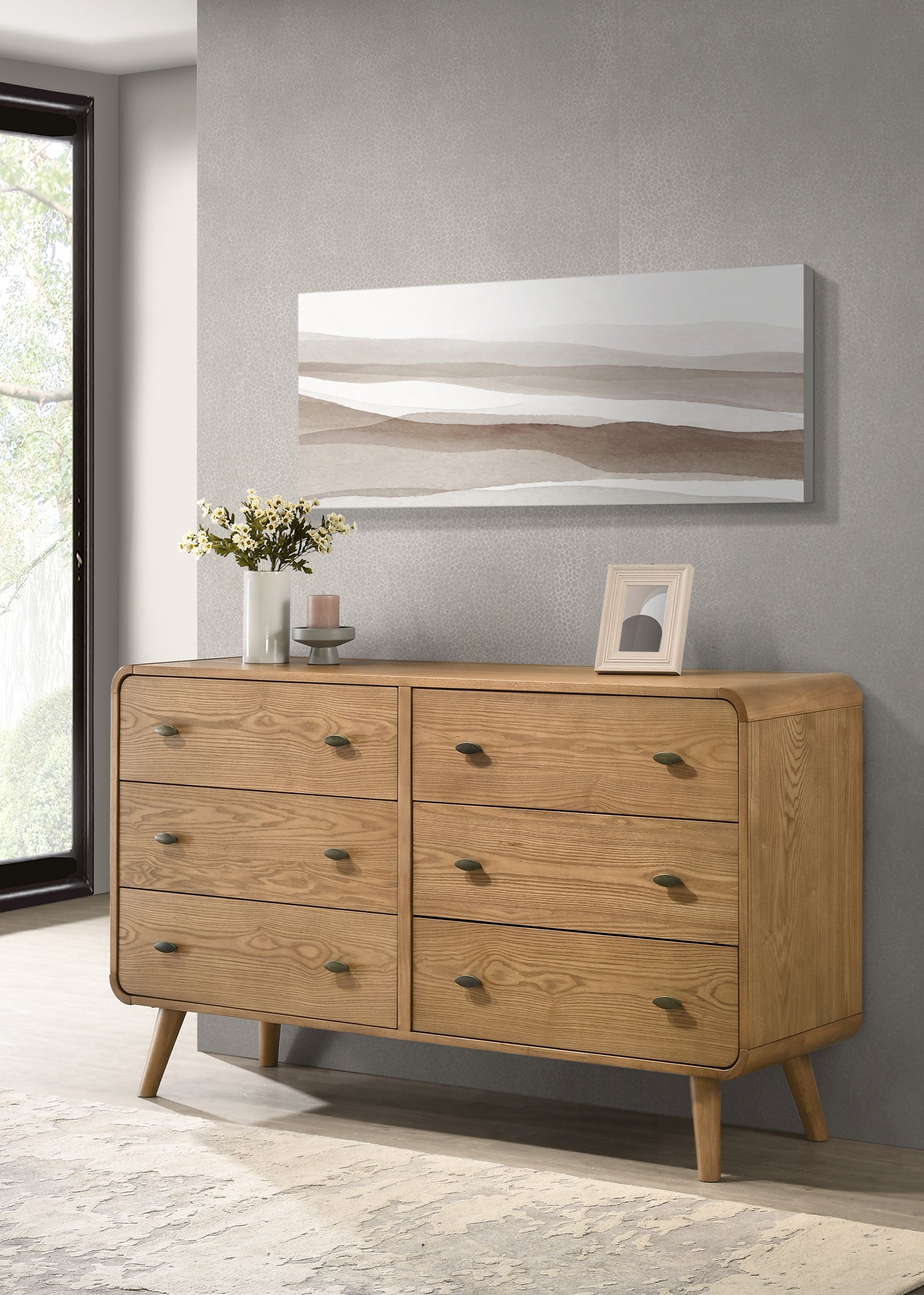 Robyn 6-drawer Bedroom Dresser Light Ash — view 2