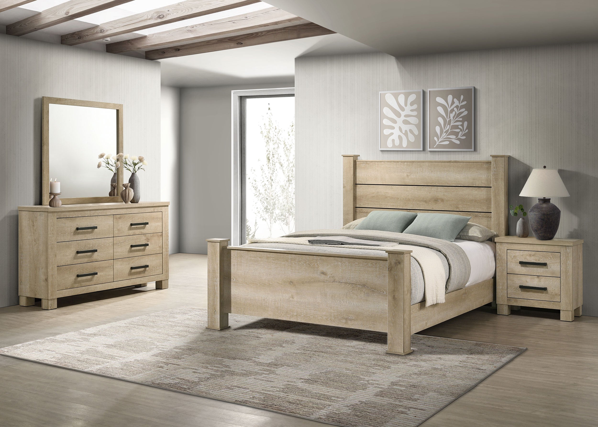 Oakglen 4-piece Eastern King Bedroom Set Weathered Oak — view 1