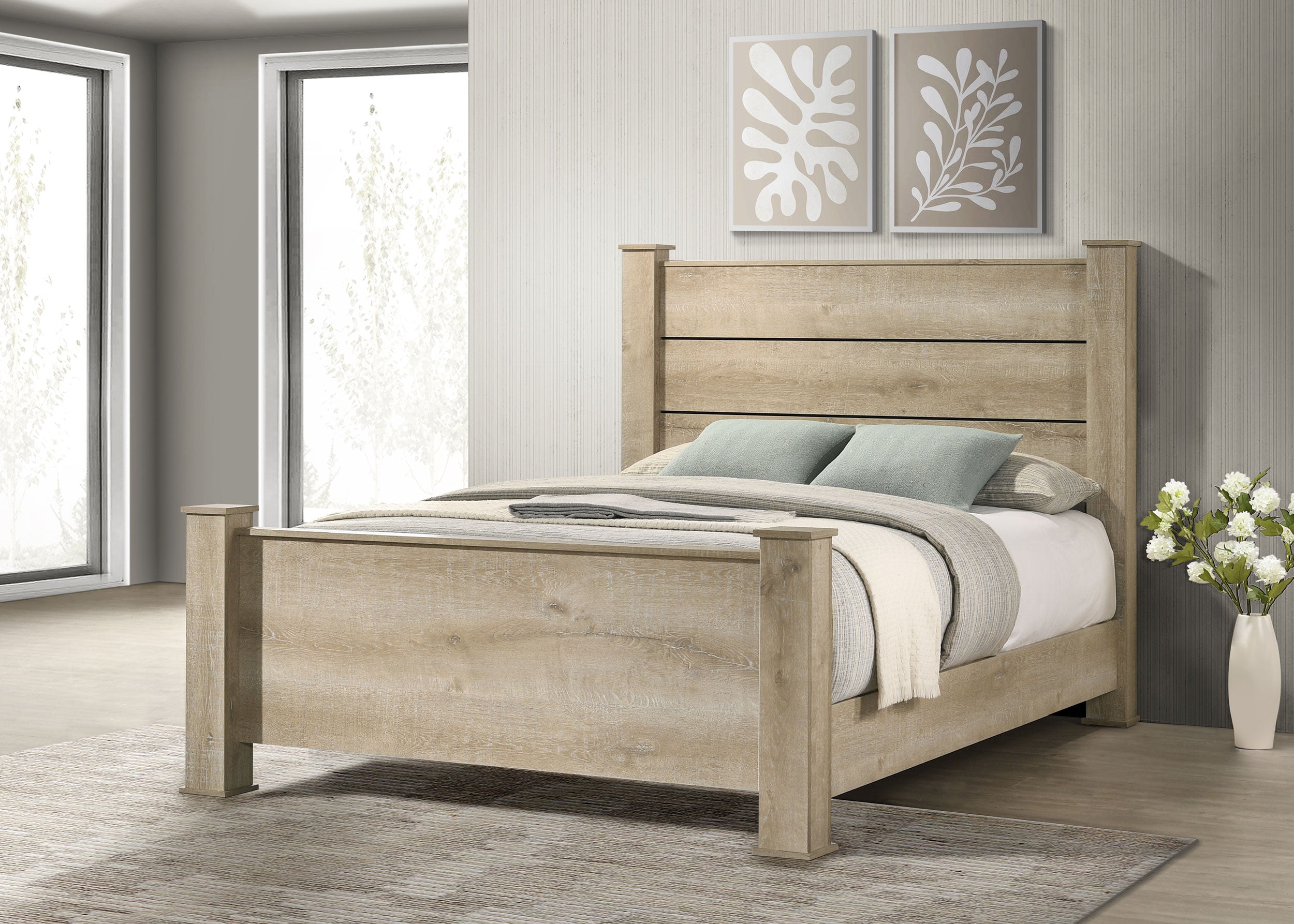 Oakglen 55-inch Eastern King Panel Bed Weathered Oak — view 2