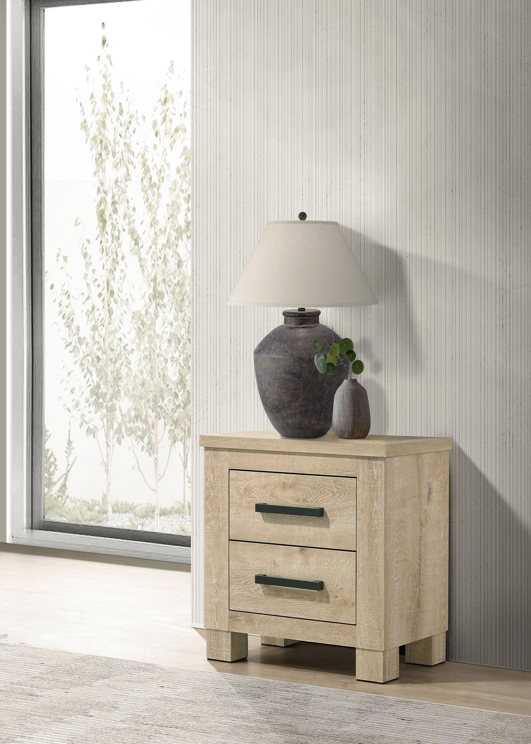 Oakglen 2-drawer Nightstand Bedside Table Weathered Oak — view 2