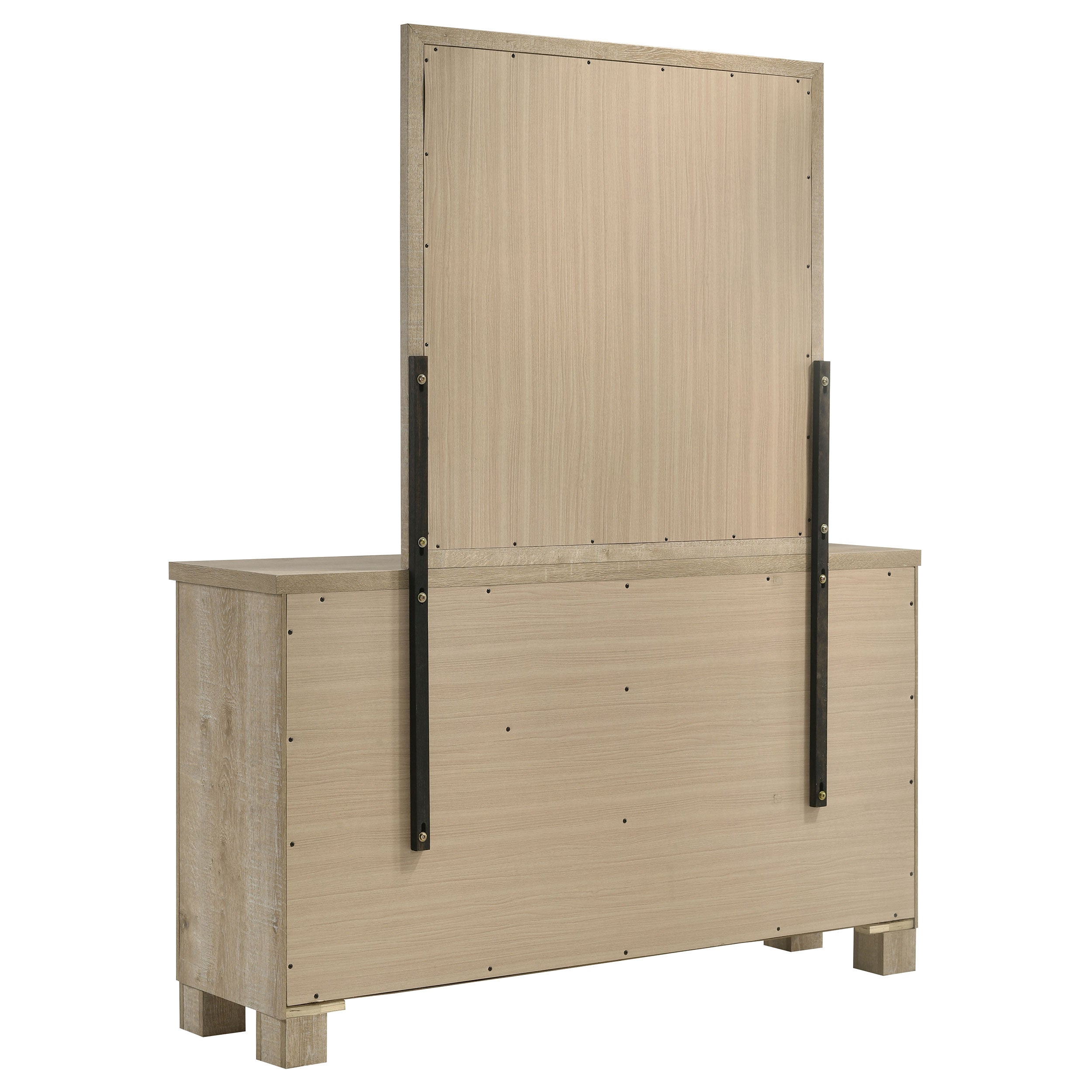 Oakglen 6-drawer Bedroom Dresser and Mirror Weathered Oak — view 6