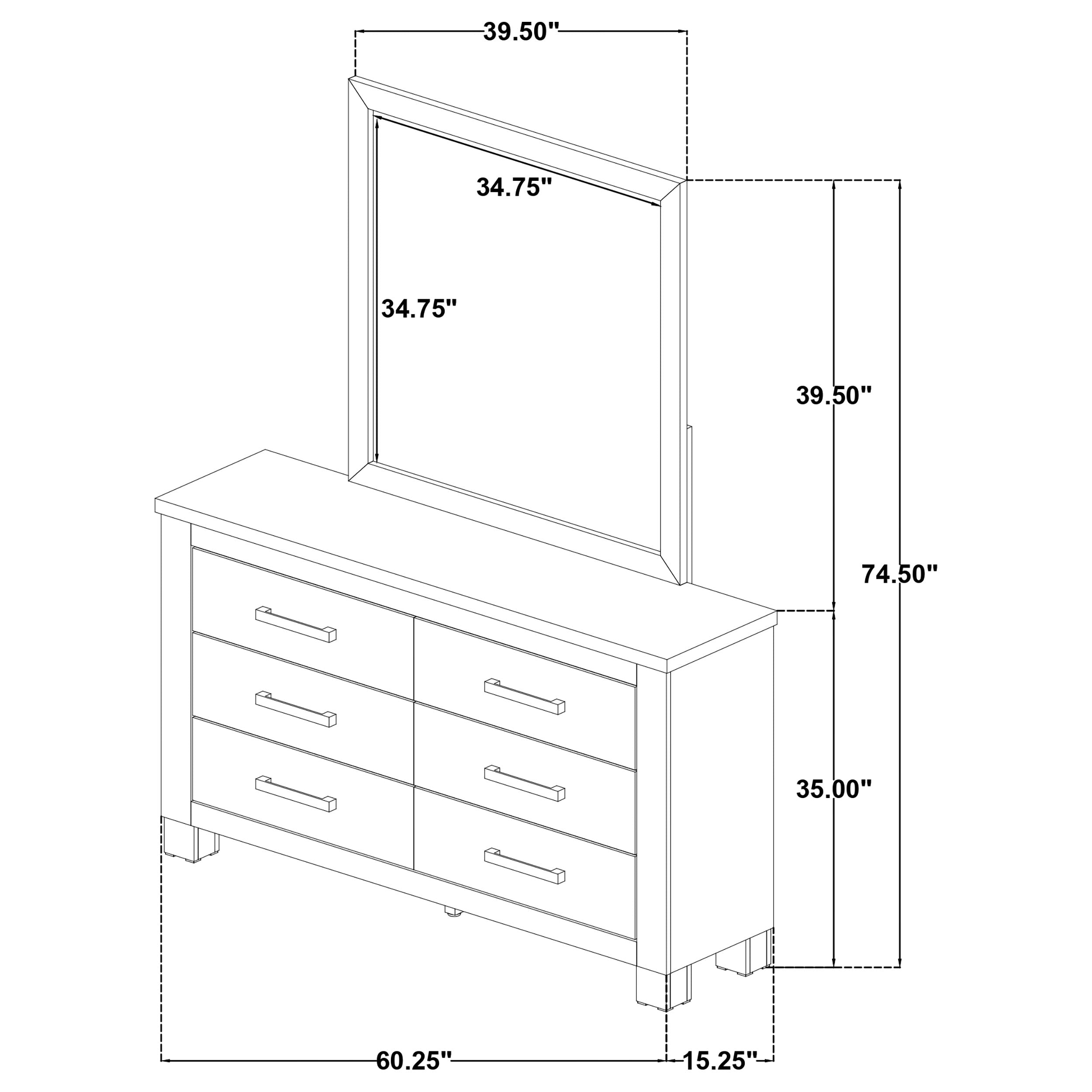Oakglen 6-drawer Bedroom Dresser and Mirror Weathered Oak — view 13