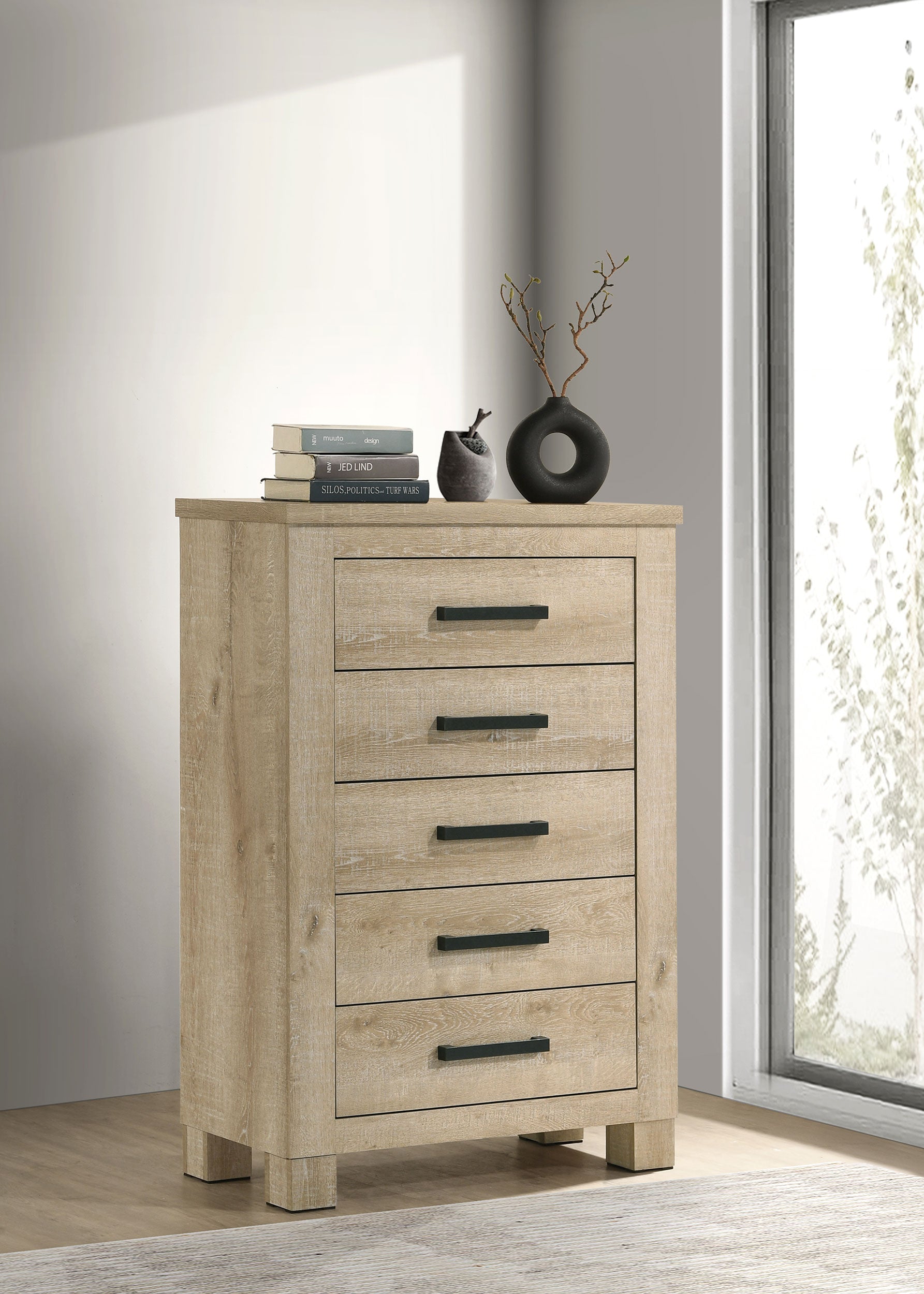 Oakglen 5-drawer Bedroom Chest of Drawers Weathered Oak — view 2