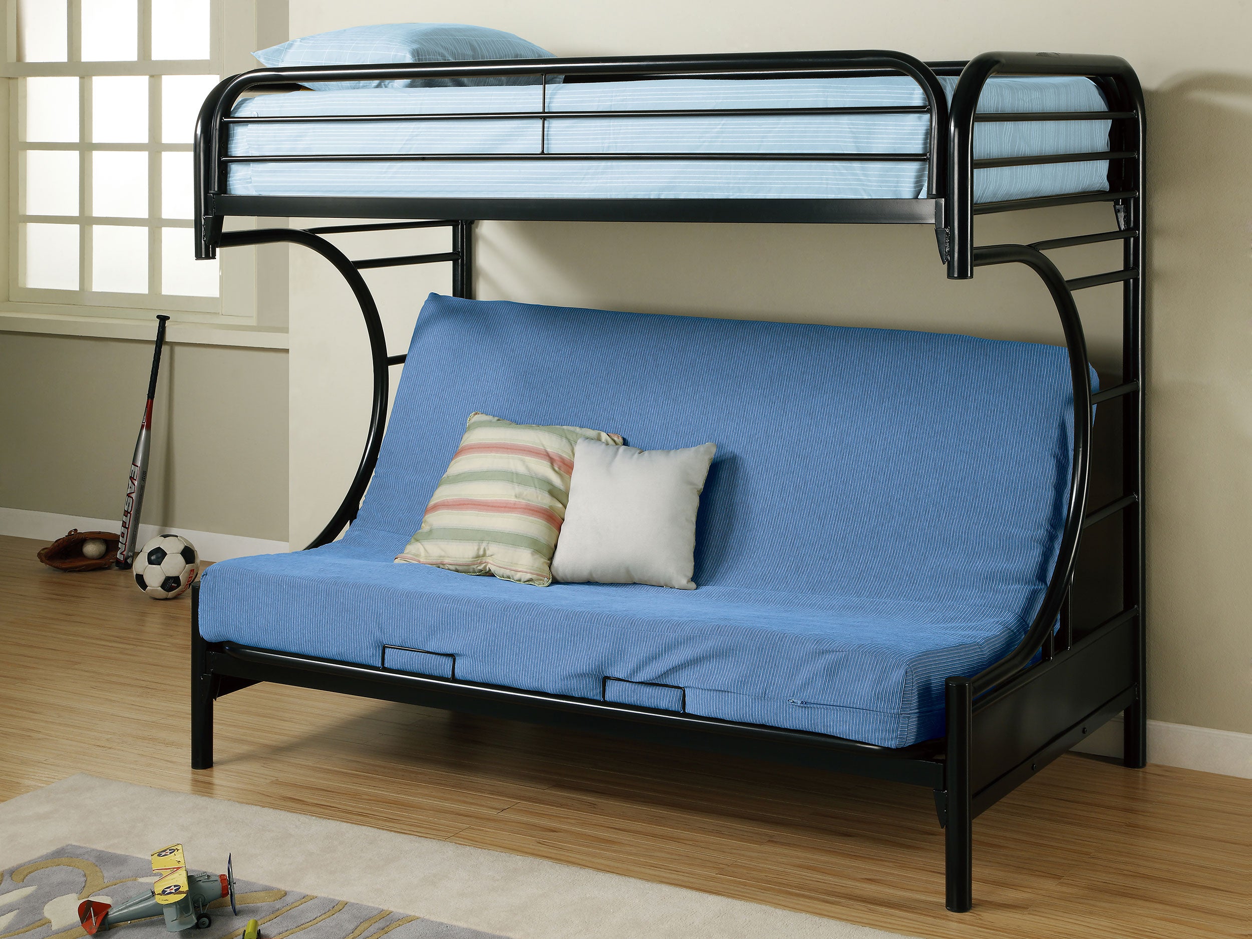 Montgomery Metal Twin Over Futon Bunk Bed Black — view 2