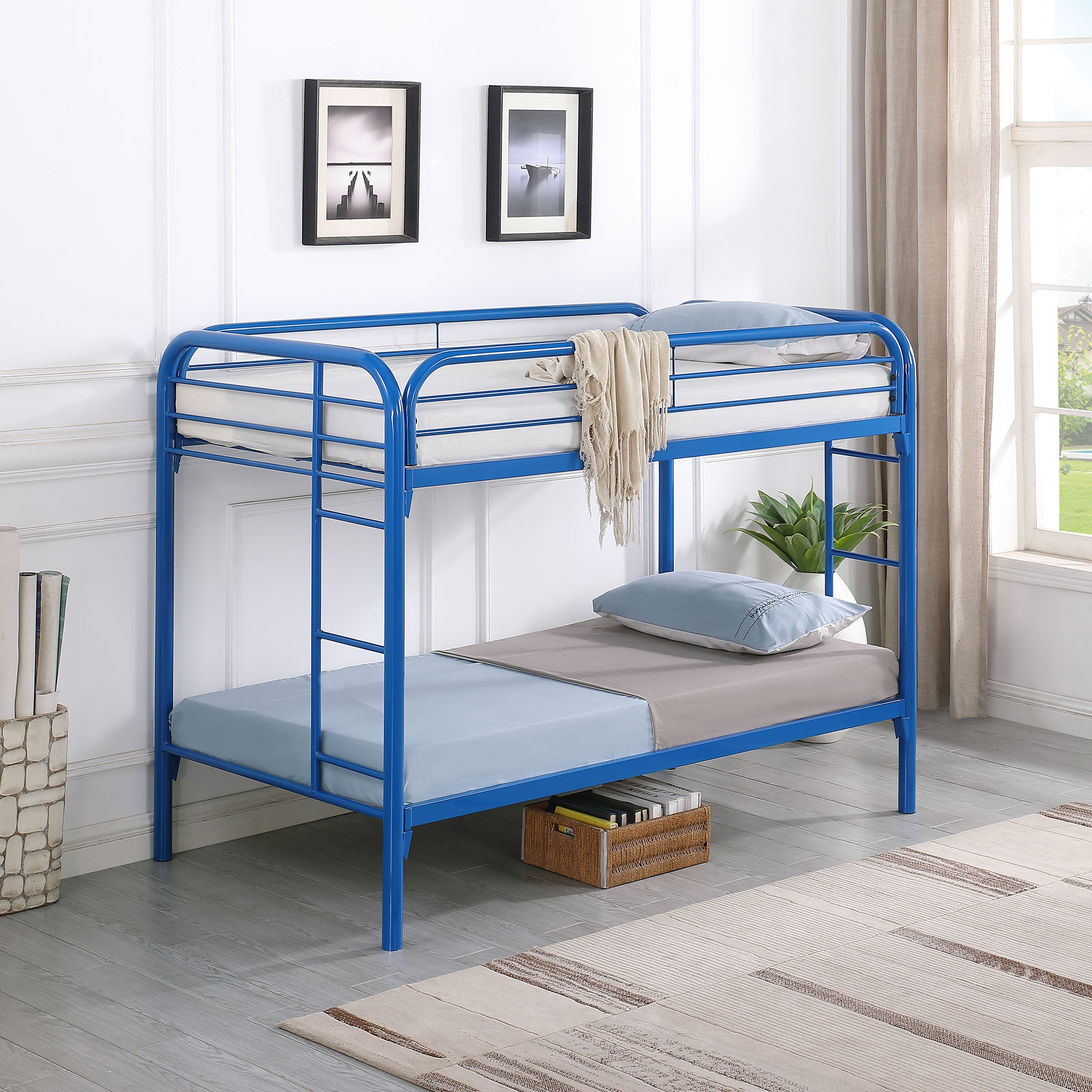 Morgan Metal Twin Over Twin Bunk Bed Blue — view 2
