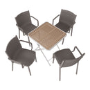 4 Modern Stackable Plastic Armchair Matched With Folding Square Table