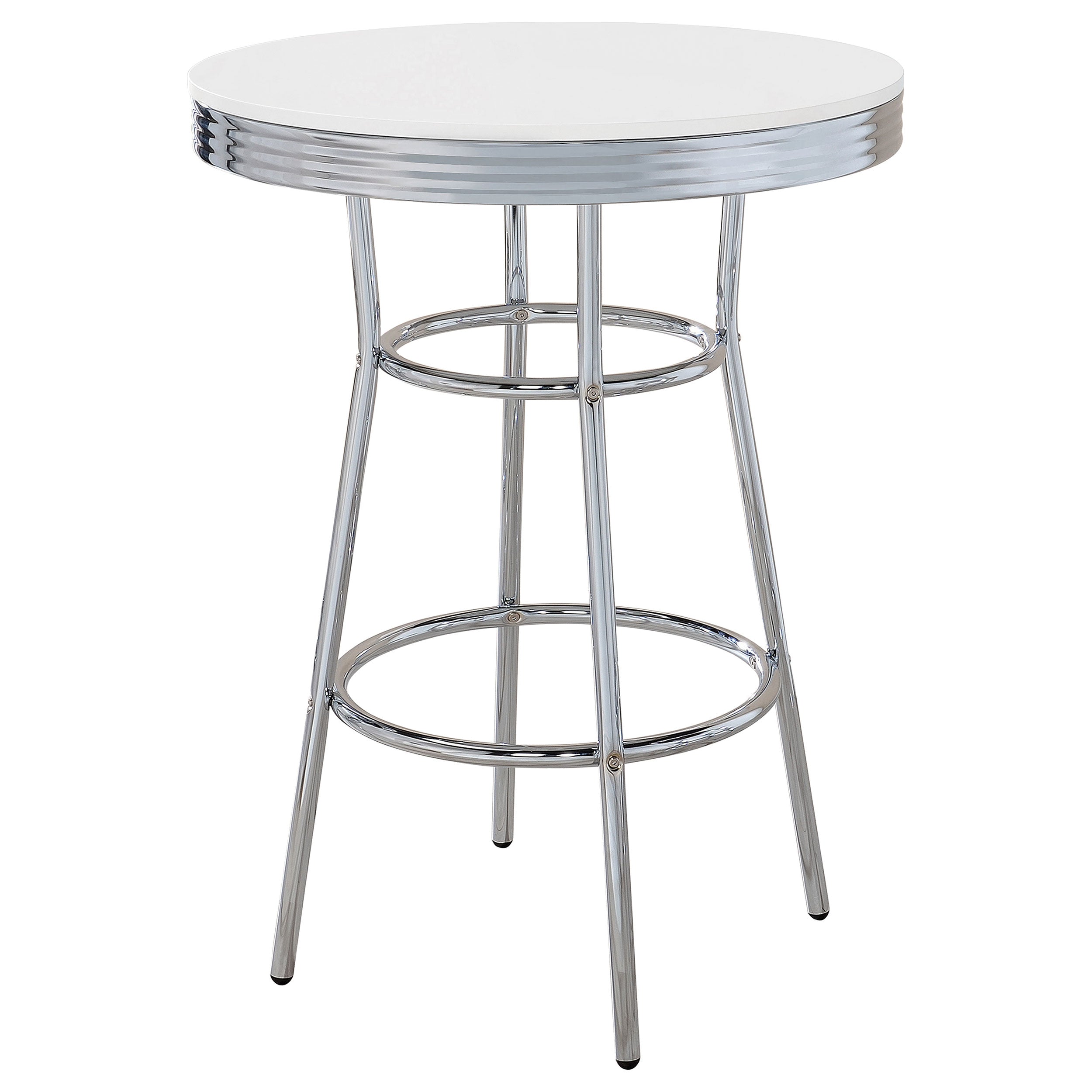 Retro Round 30-inch 1950's Bistro Pub Height Bar Table White — view 1