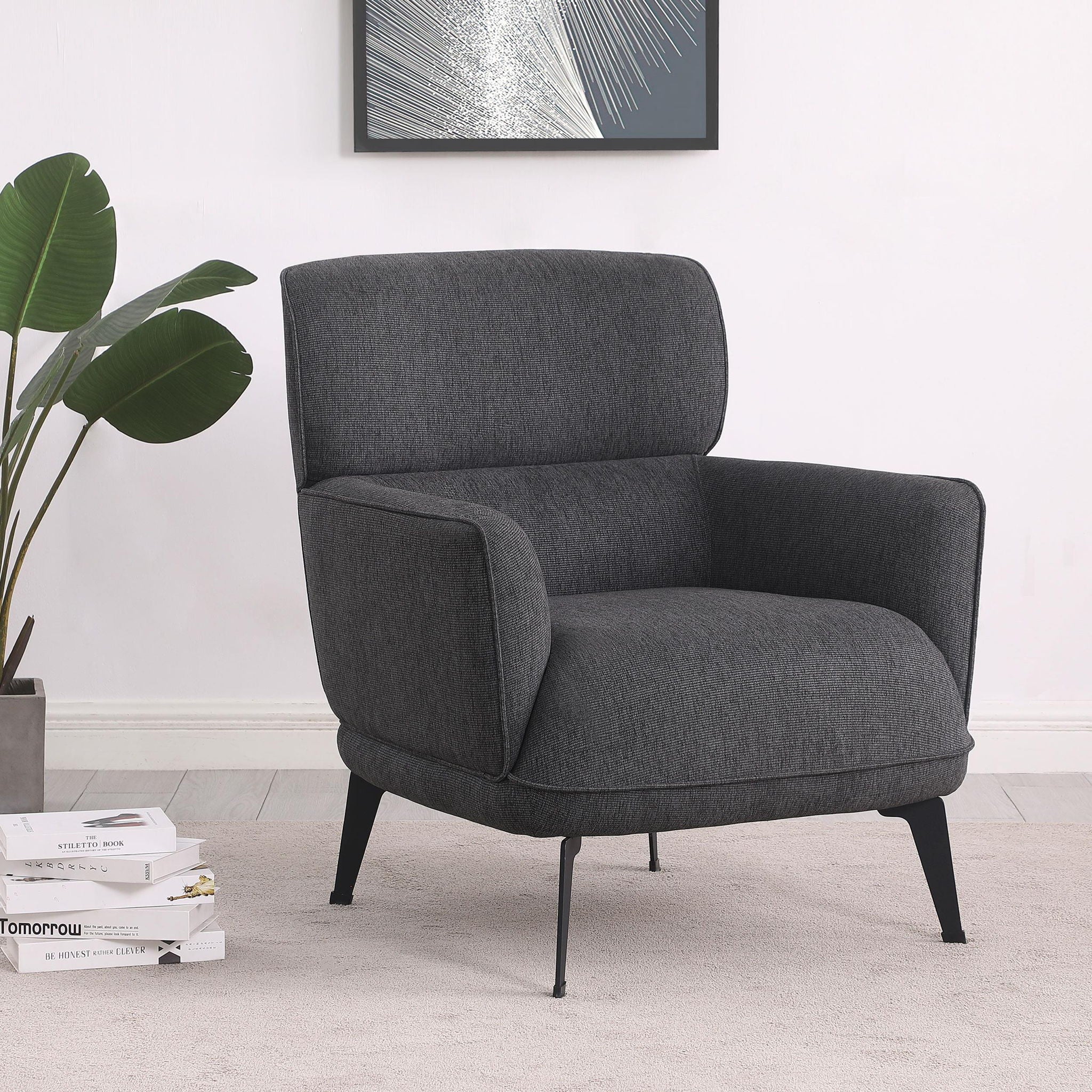 Andrea Upholstered Crecent Arm Accent Chair Grey - Atlantic Fine Furniture Melbourne FL
